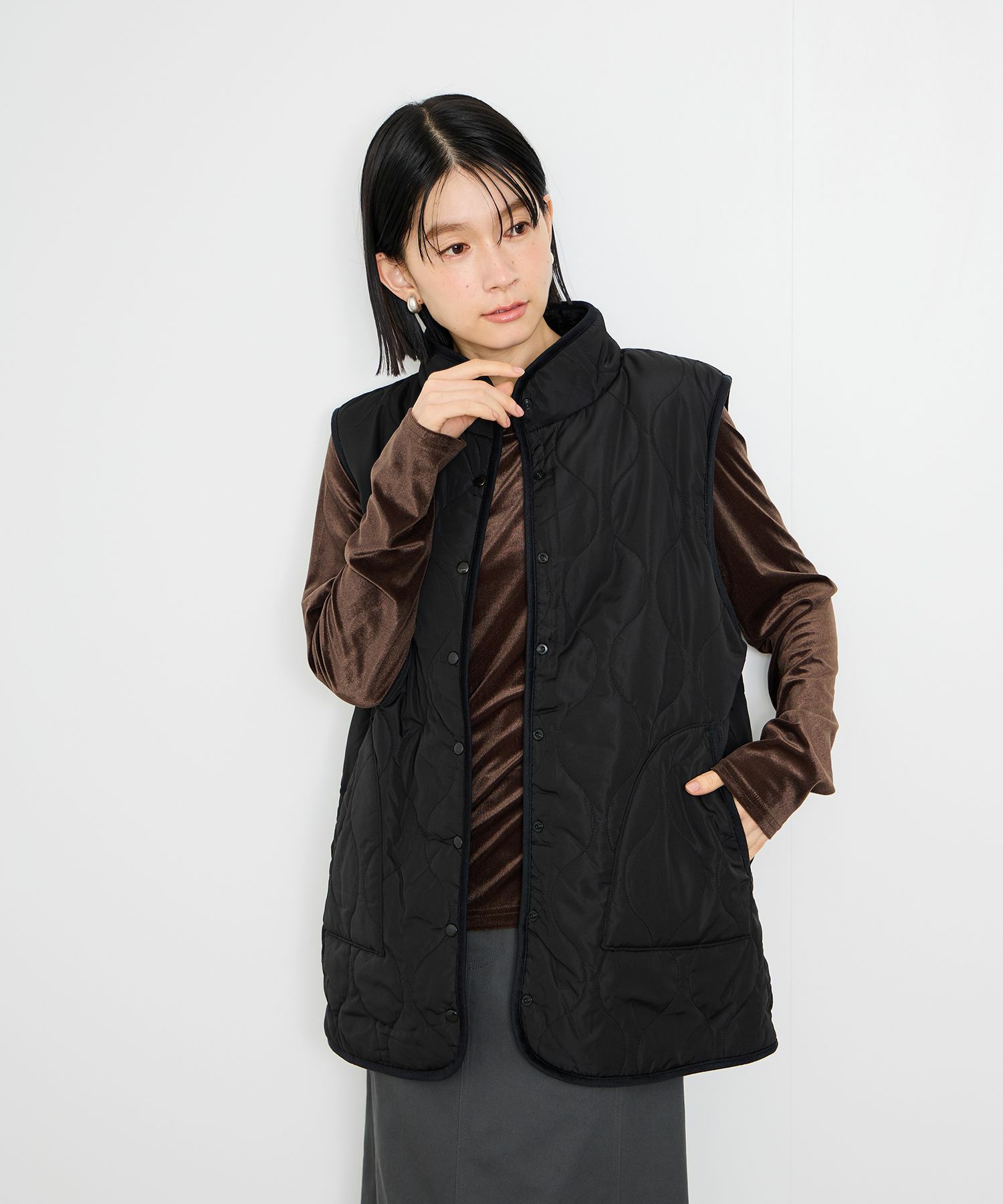 [値下げ]Idnes  リバーシブルキルトベスト レディース商品画像-1