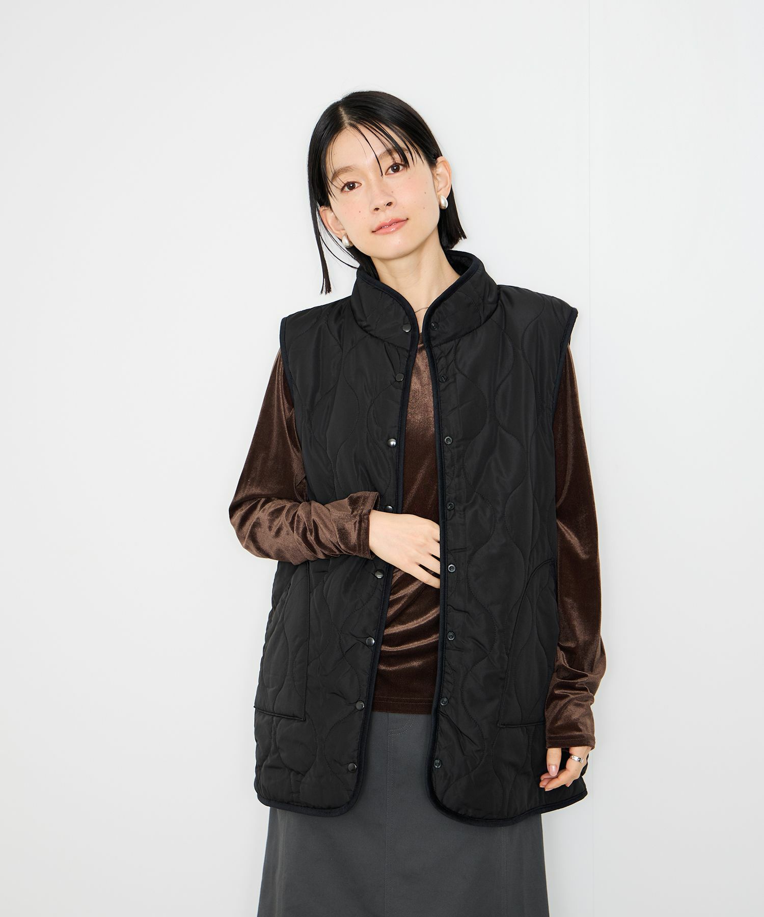 [最終さらに50%OFF]Idnes  リバーシブルキルトベスト レディース商品画像-4