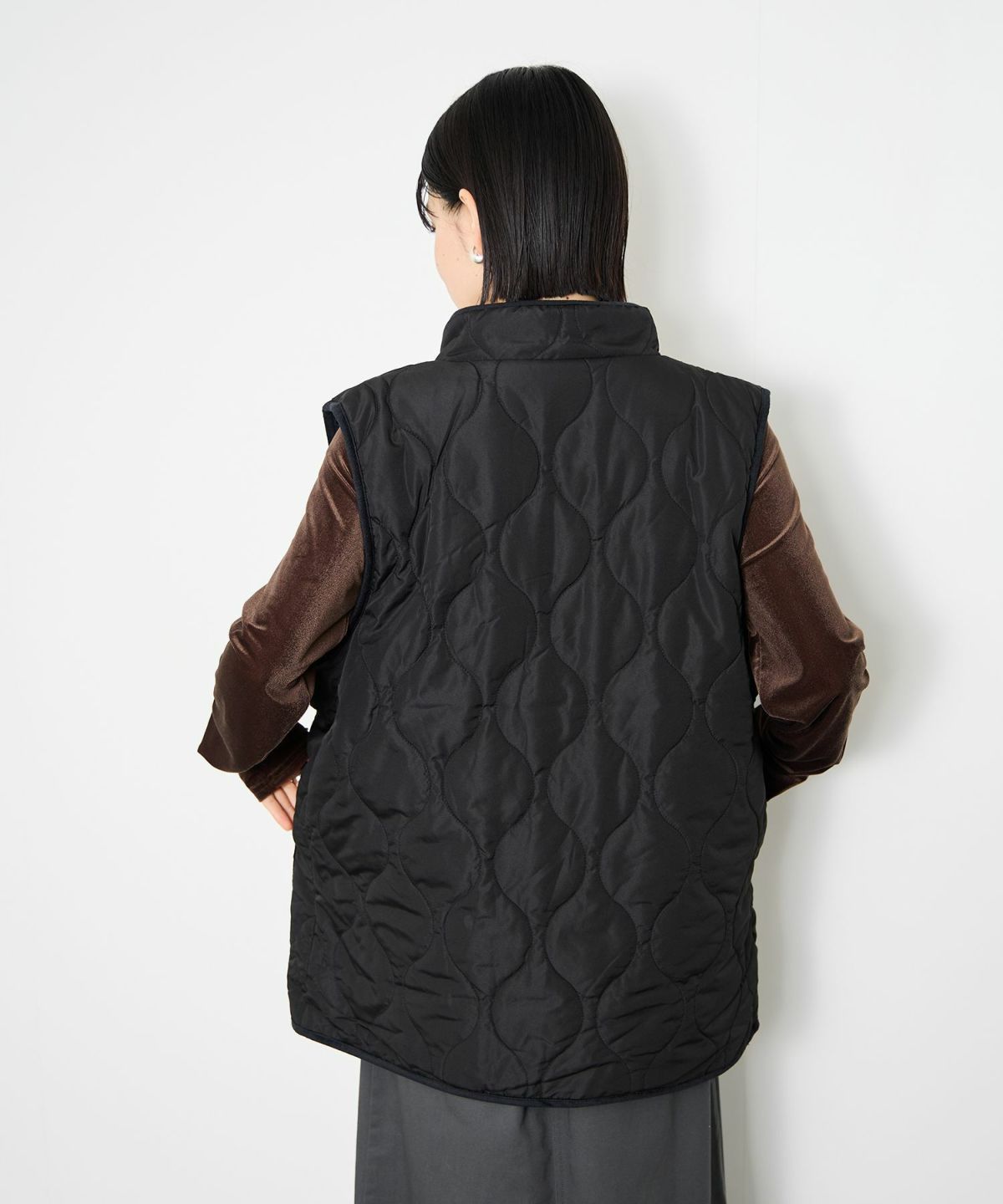 Idnes リバーシブルキルトベスト レディース