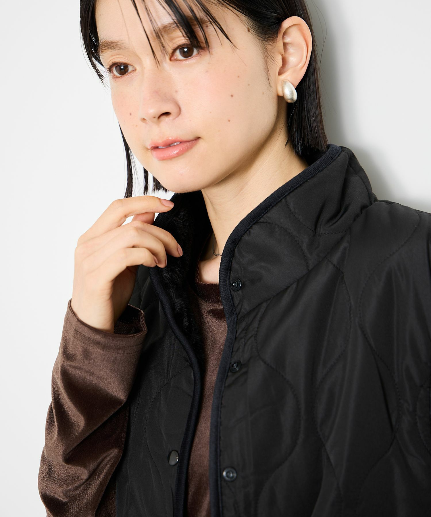 Idnes リバーシブルキルトベスト レディース