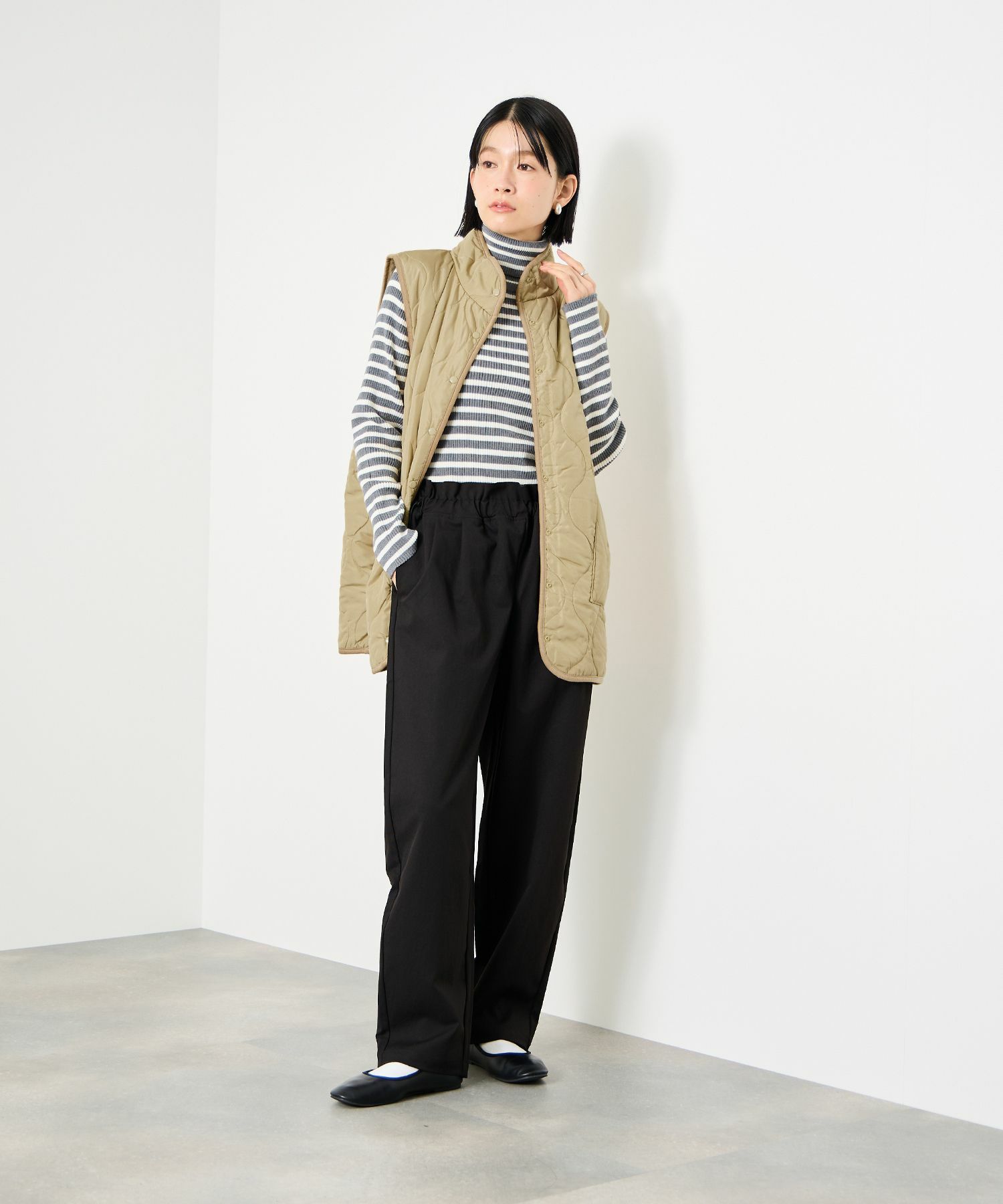 Idnes リバーシブルキルトベスト レディース