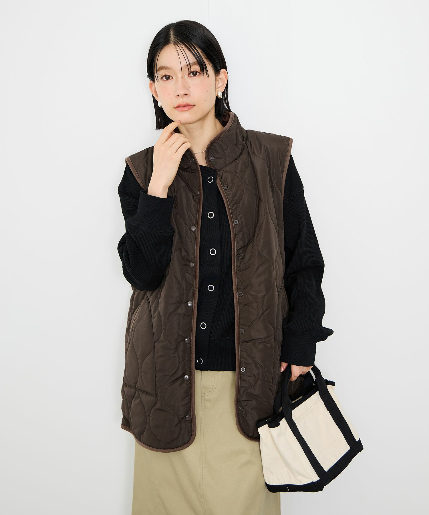 [値下げ]Idnes  リバーシブルキルトベスト レディース商品画像-15