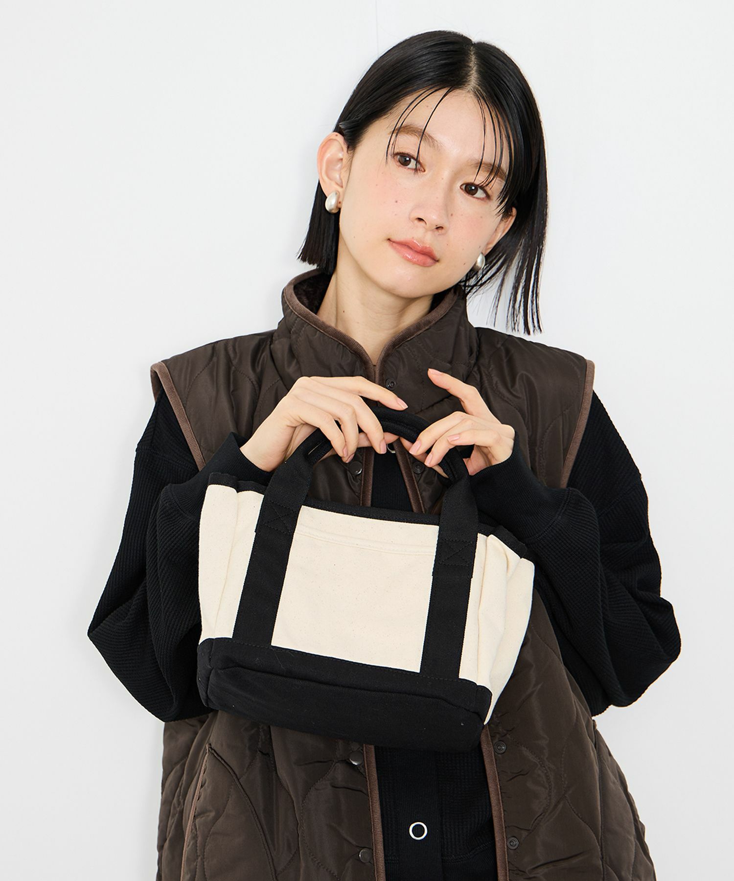Idnes リバーシブルキルトベスト レディース