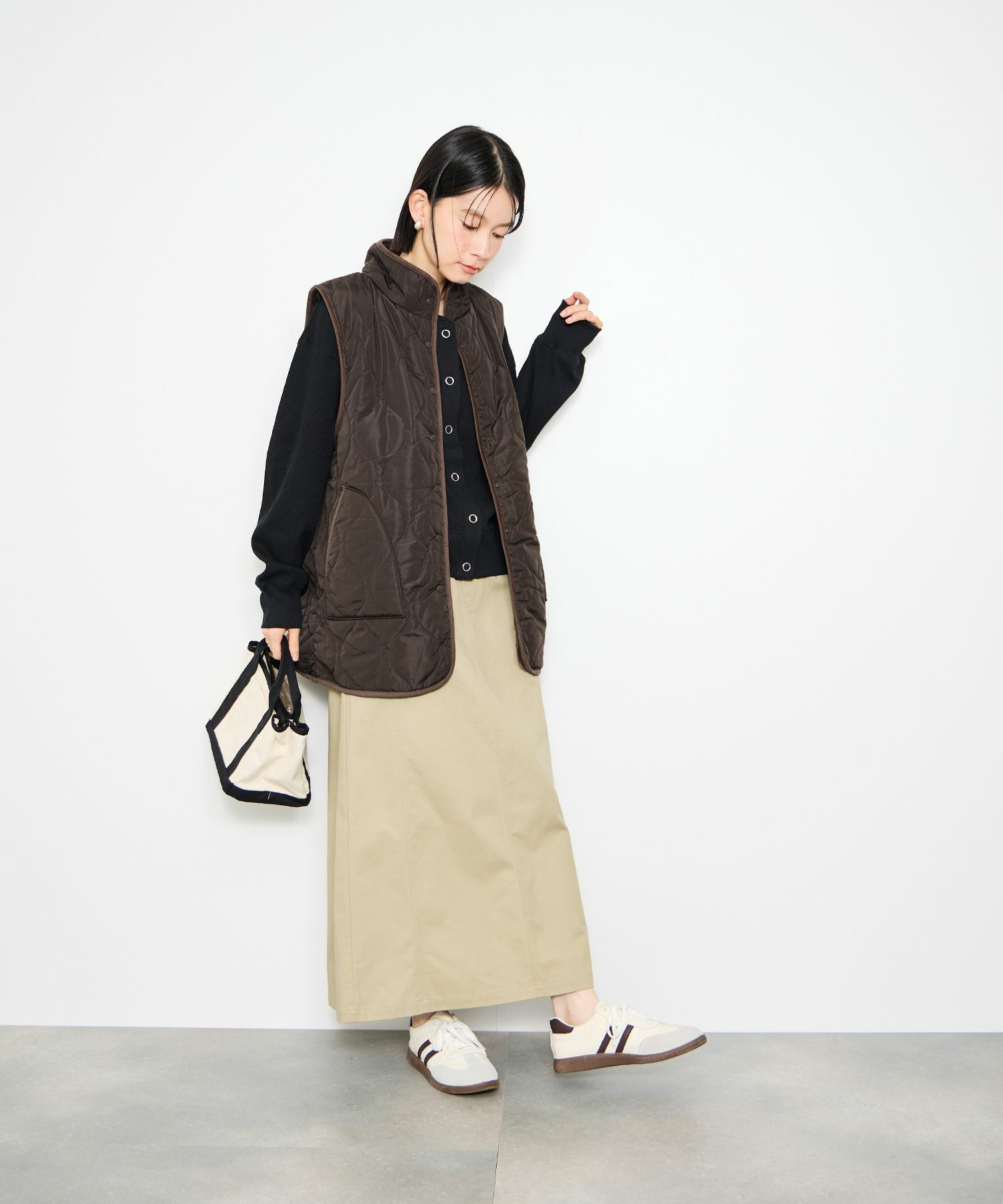 Idnes リバーシブルキルトベスト レディース