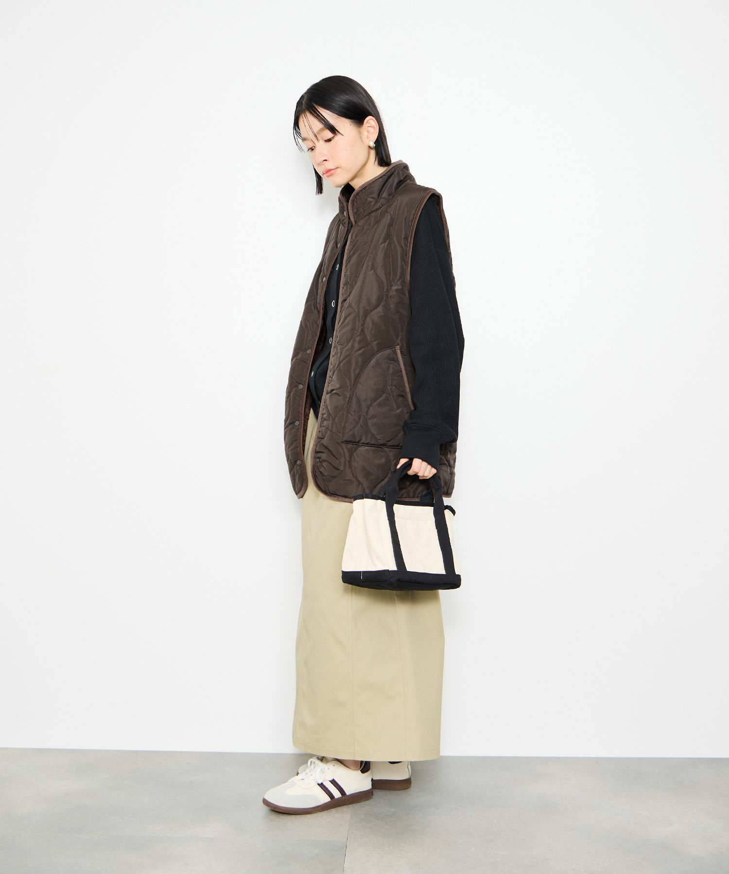 Idnes リバーシブルキルトベスト レディース