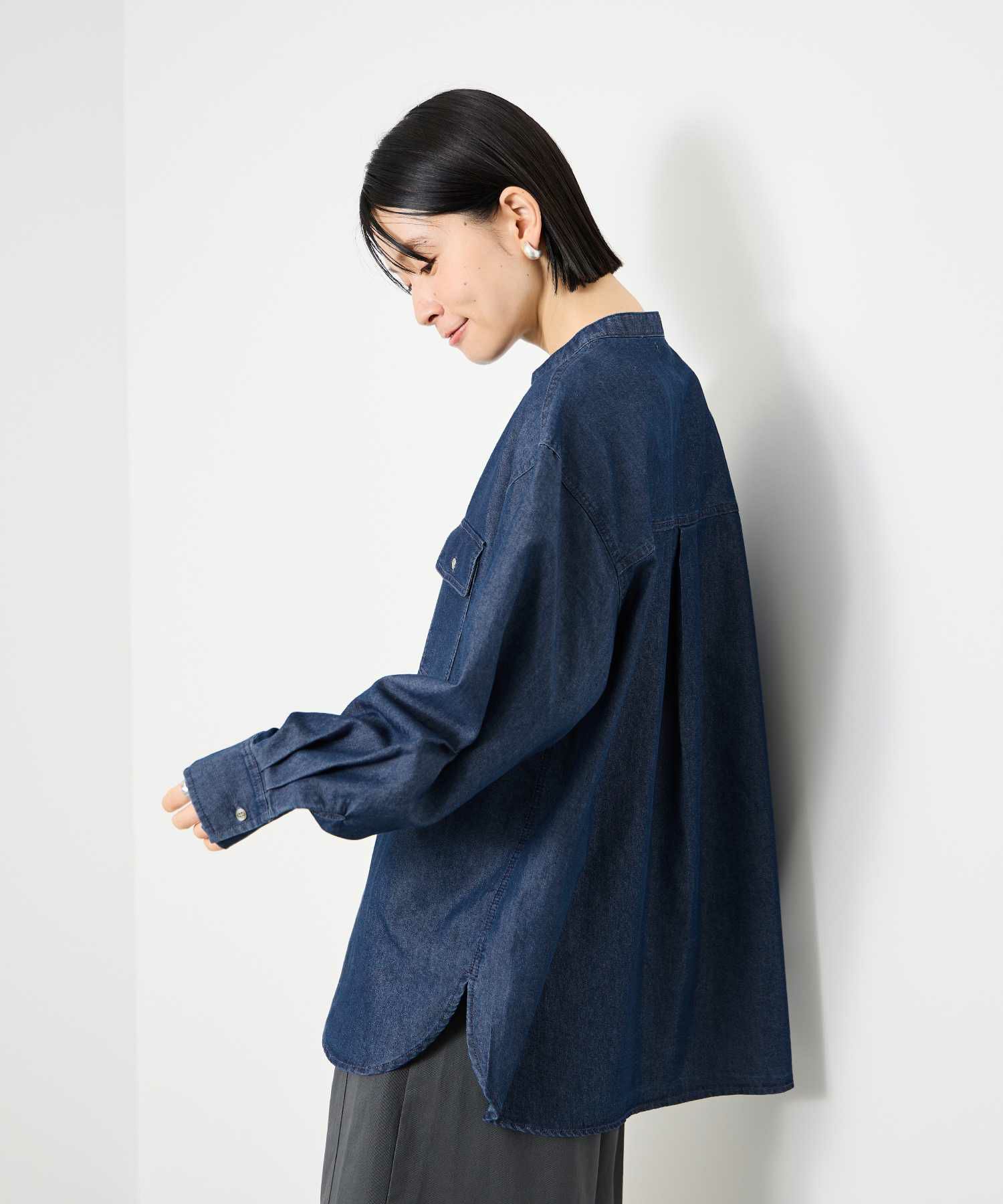 Idnes  デニムバンドカラーシャツ レディース商品サムネイル-6