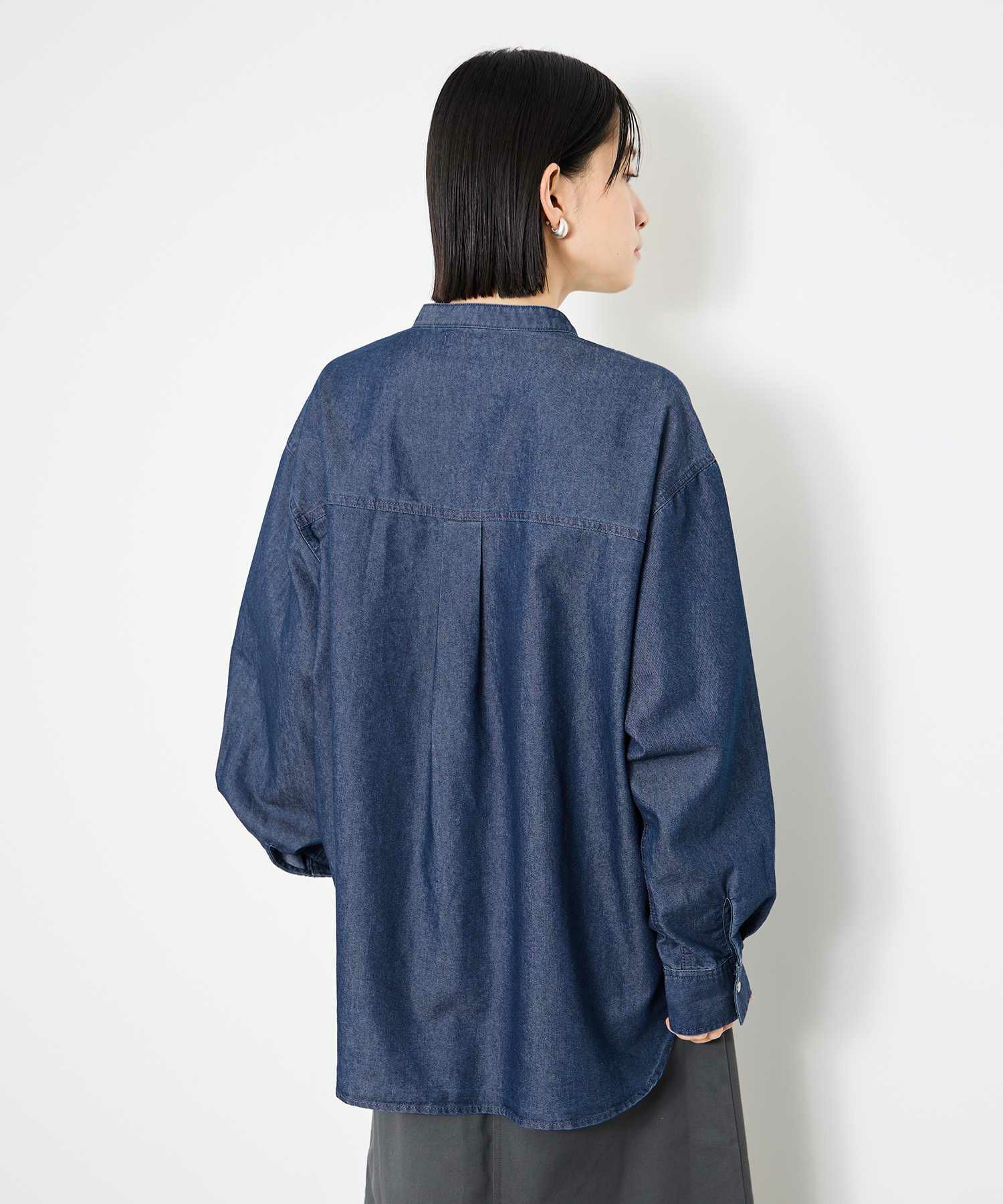 Idnes  デニムバンドカラーシャツ レディース商品サムネイル-7