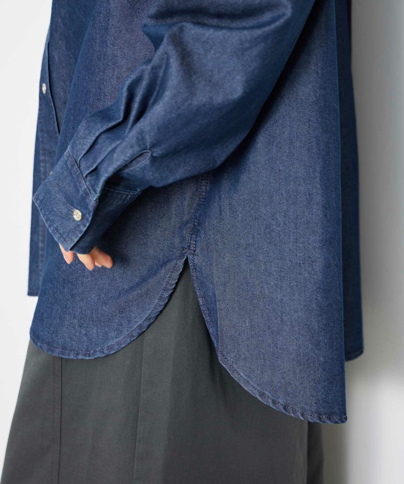 [値下げ]Idnes  デニムバンドカラーシャツ レディース商品画像-8