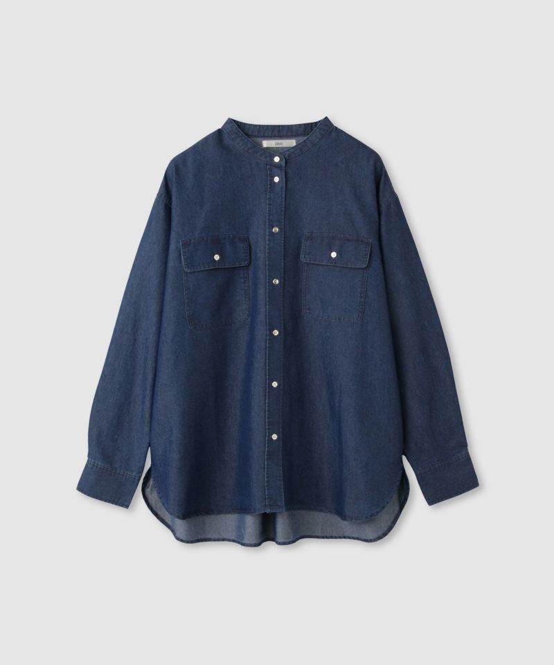 [値下げ]Idnes  デニムバンドカラーシャツ レディース商品画像-14