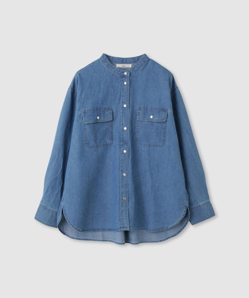 [値下げ]Idnes  デニムバンドカラーシャツ レディース商品画像-15