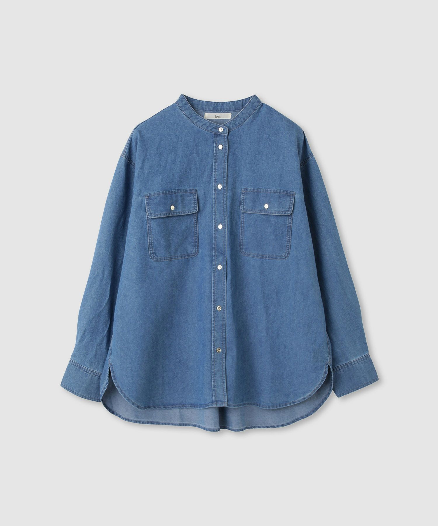 Idnes  デニムバンドカラーシャツ レディース商品画像-15