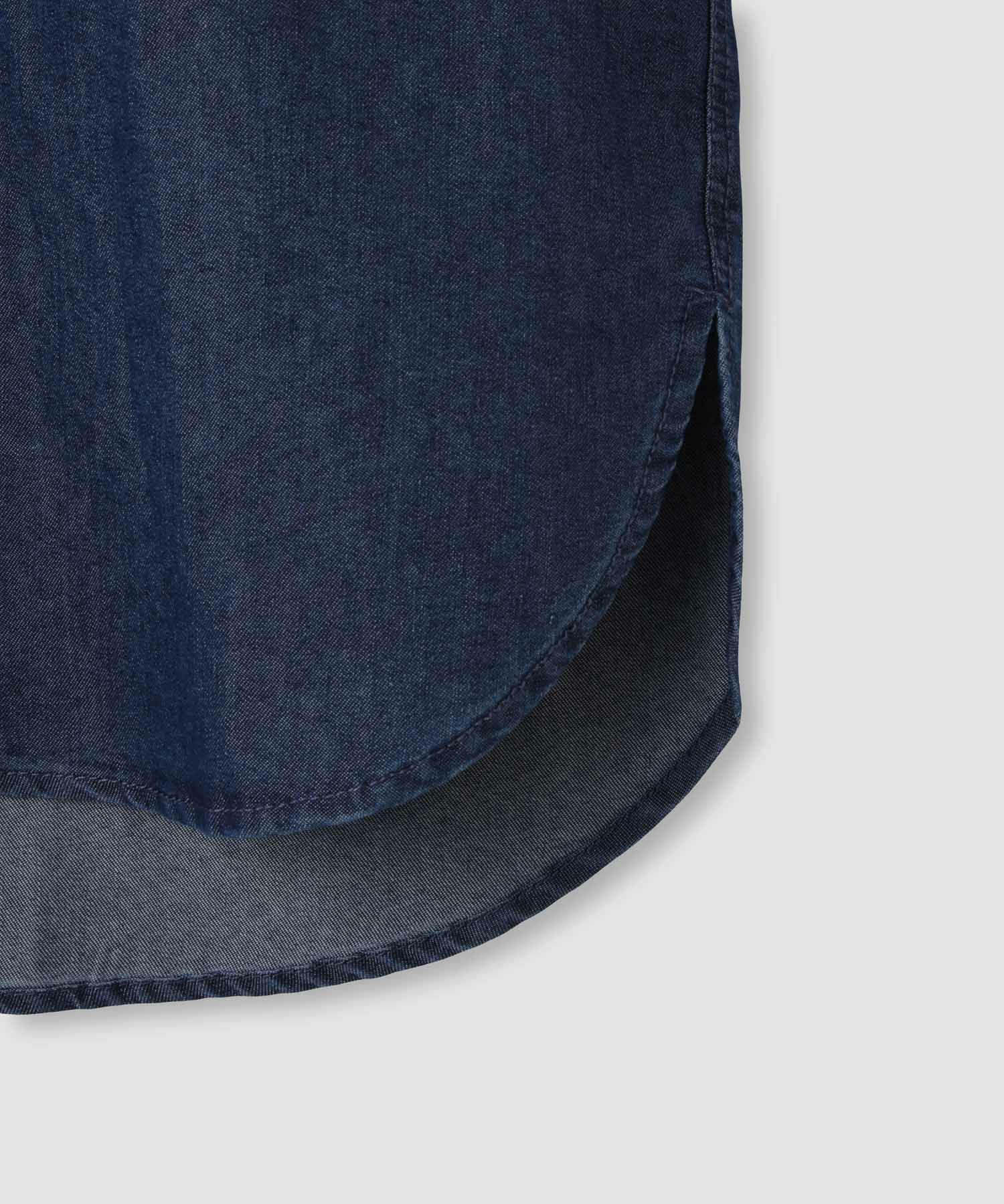 Idnes デニムバンドカラーシャツ レディース