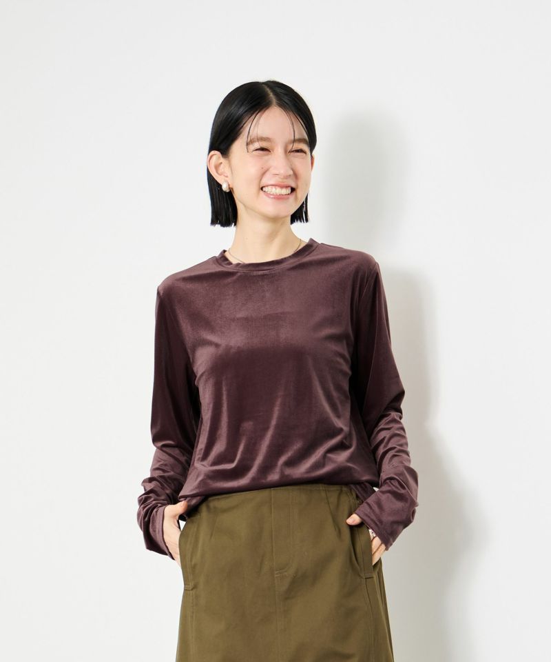 [値下げ]Idnes  ベロアロングスリーブTシャツ レディース メール便 対応商品商品画像-1
