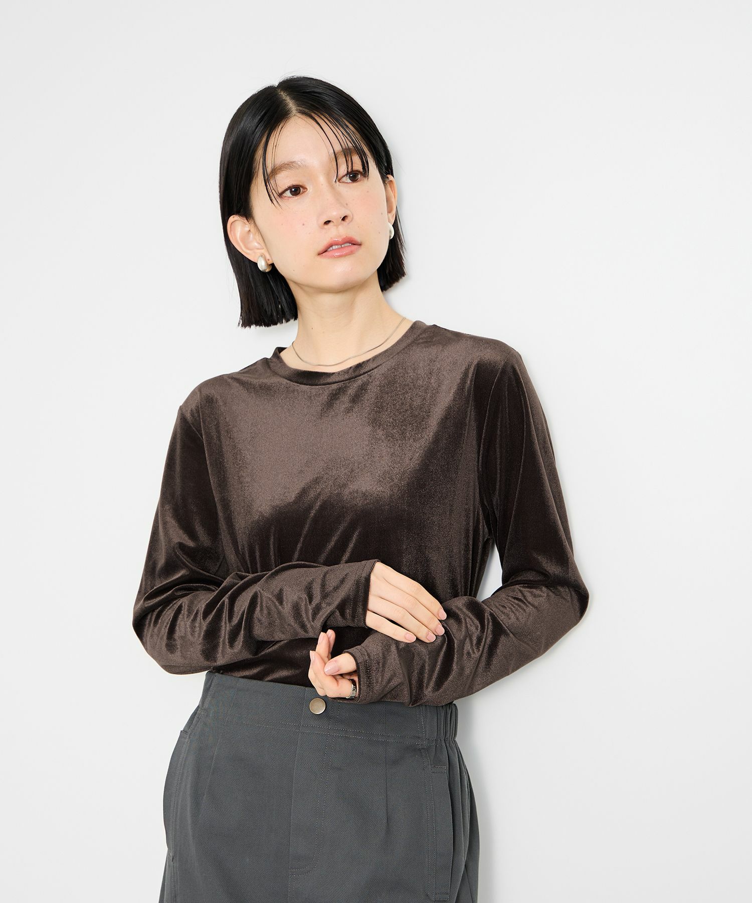 Idnes ベロアロングスリーブTシャツ レディース メール便 対応商品
