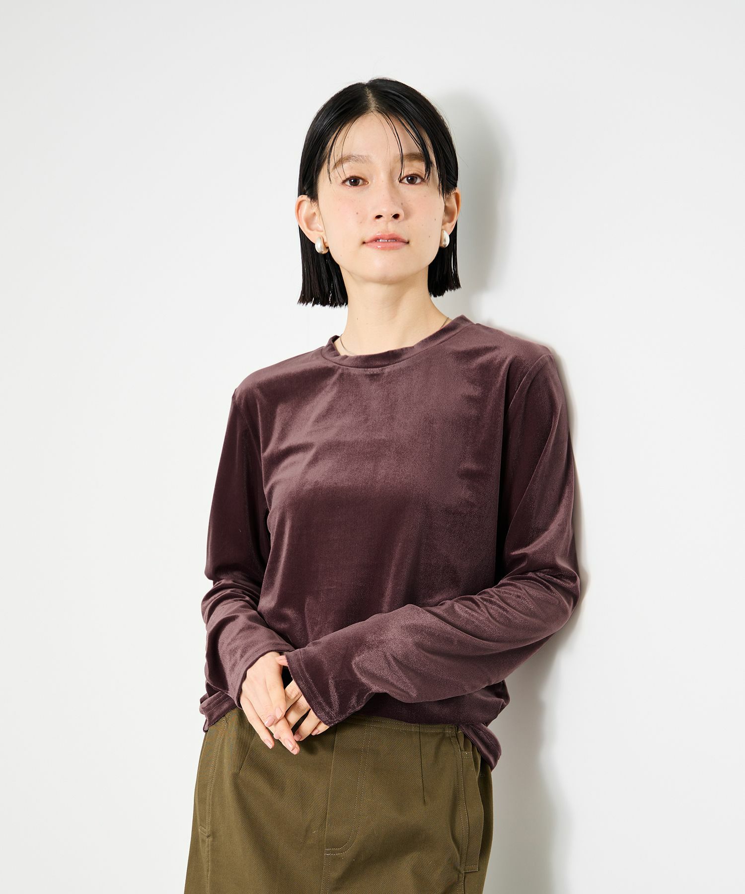 [値下げ]Idnes  ベロアロングスリーブTシャツ レディース メール便 対応商品商品サムネイル-4