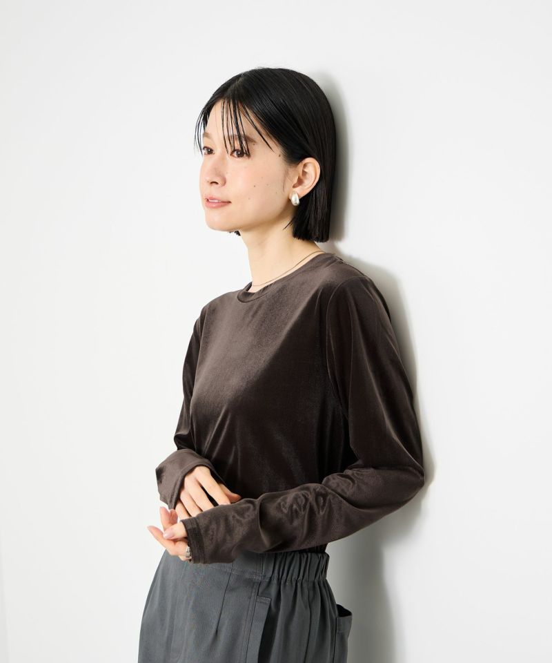 [値下げ]Idnes  ベロアロングスリーブTシャツ レディース メール便 対応商品商品画像-13
