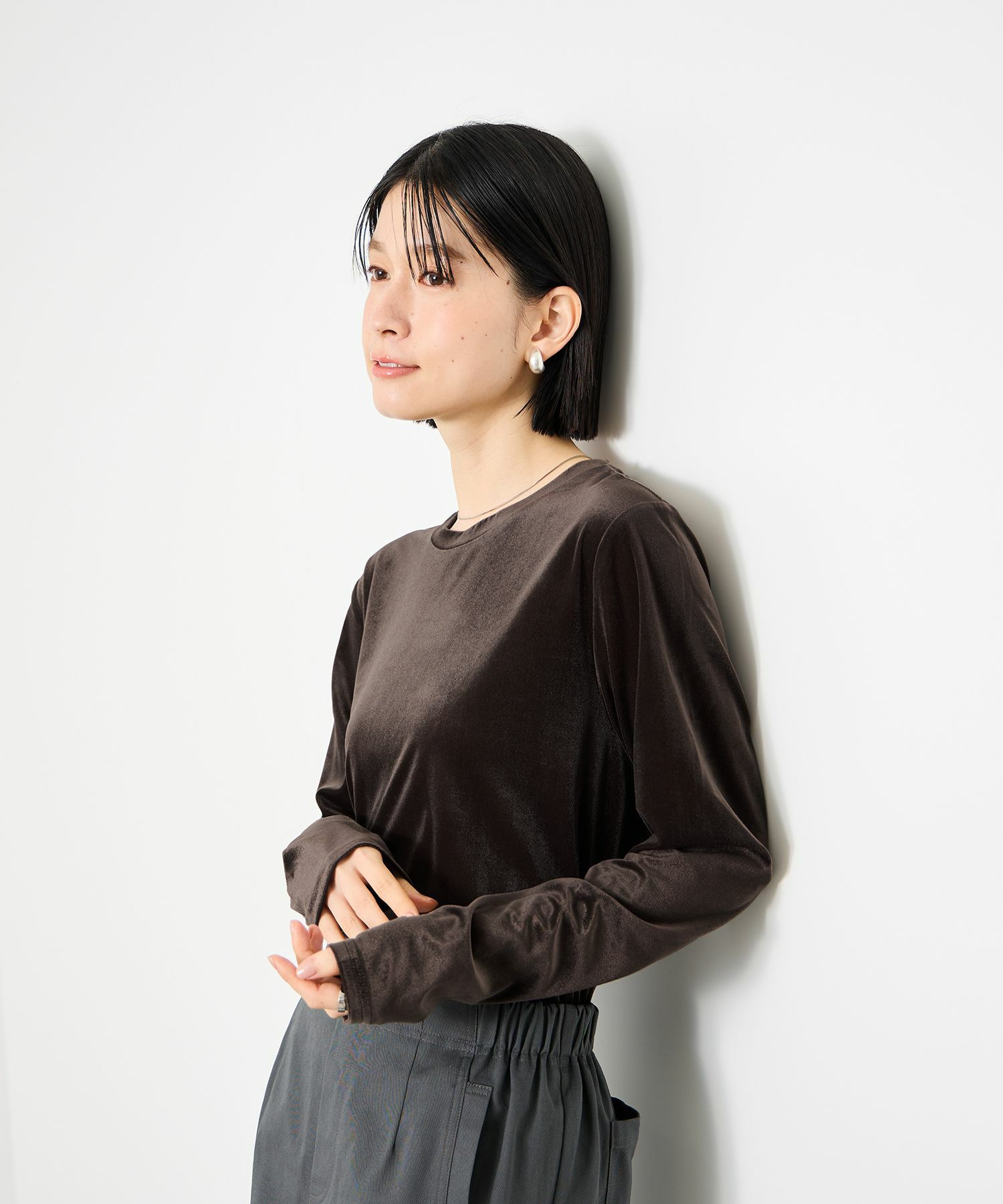 Idnes ベロアロングスリーブTシャツ レディース メール便 対応商品