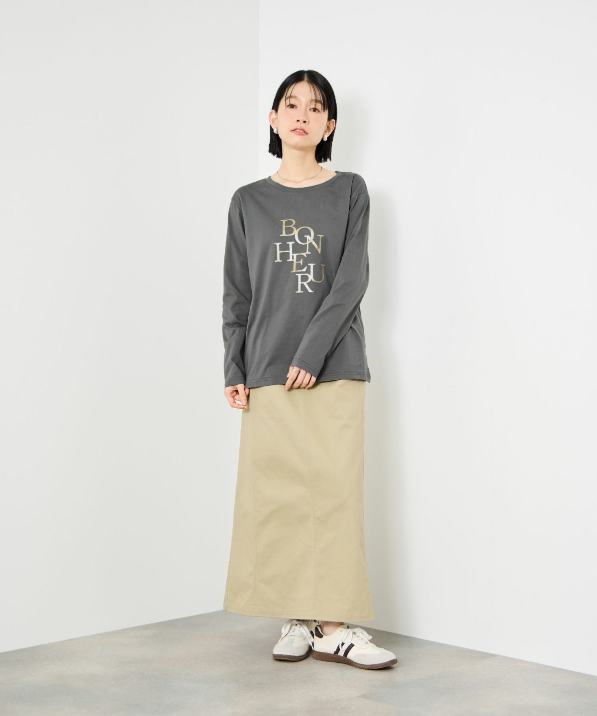 Idnes 箔プリントロングスリーブTシャツ レディース メール便 対応商品