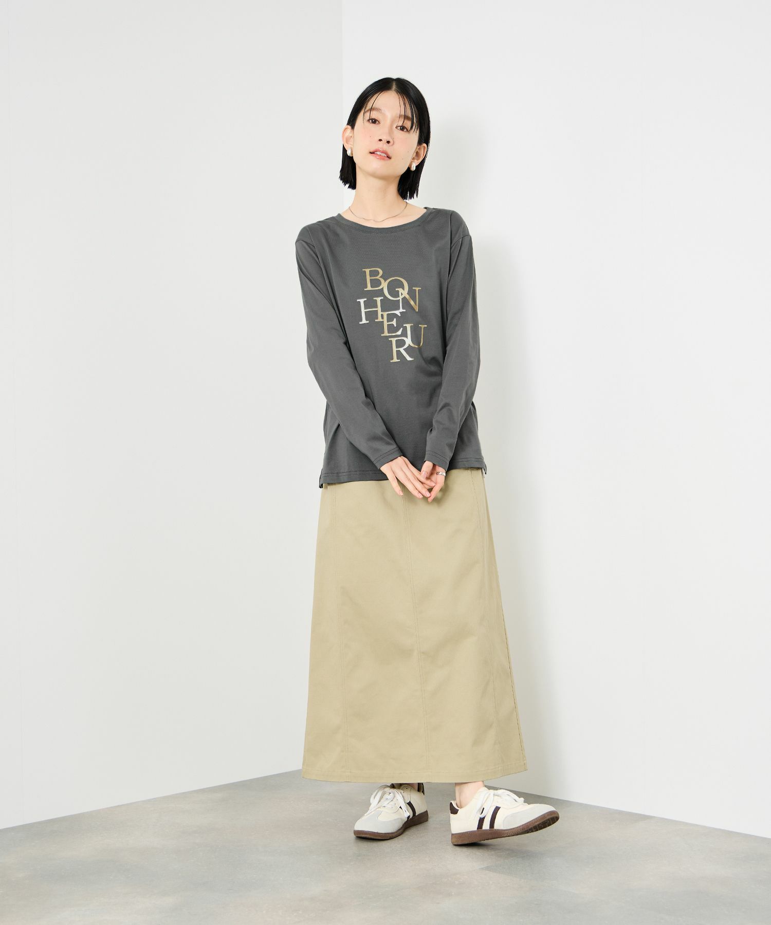 Idnes 箔プリントロングスリーブTシャツ レディース メール便 対応商品