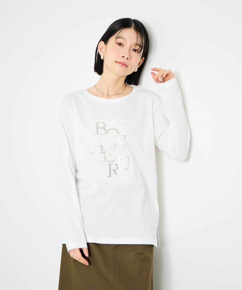 Idnes  箔プリントロングスリーブTシャツ レディース メール便 対応商品商品画像-10