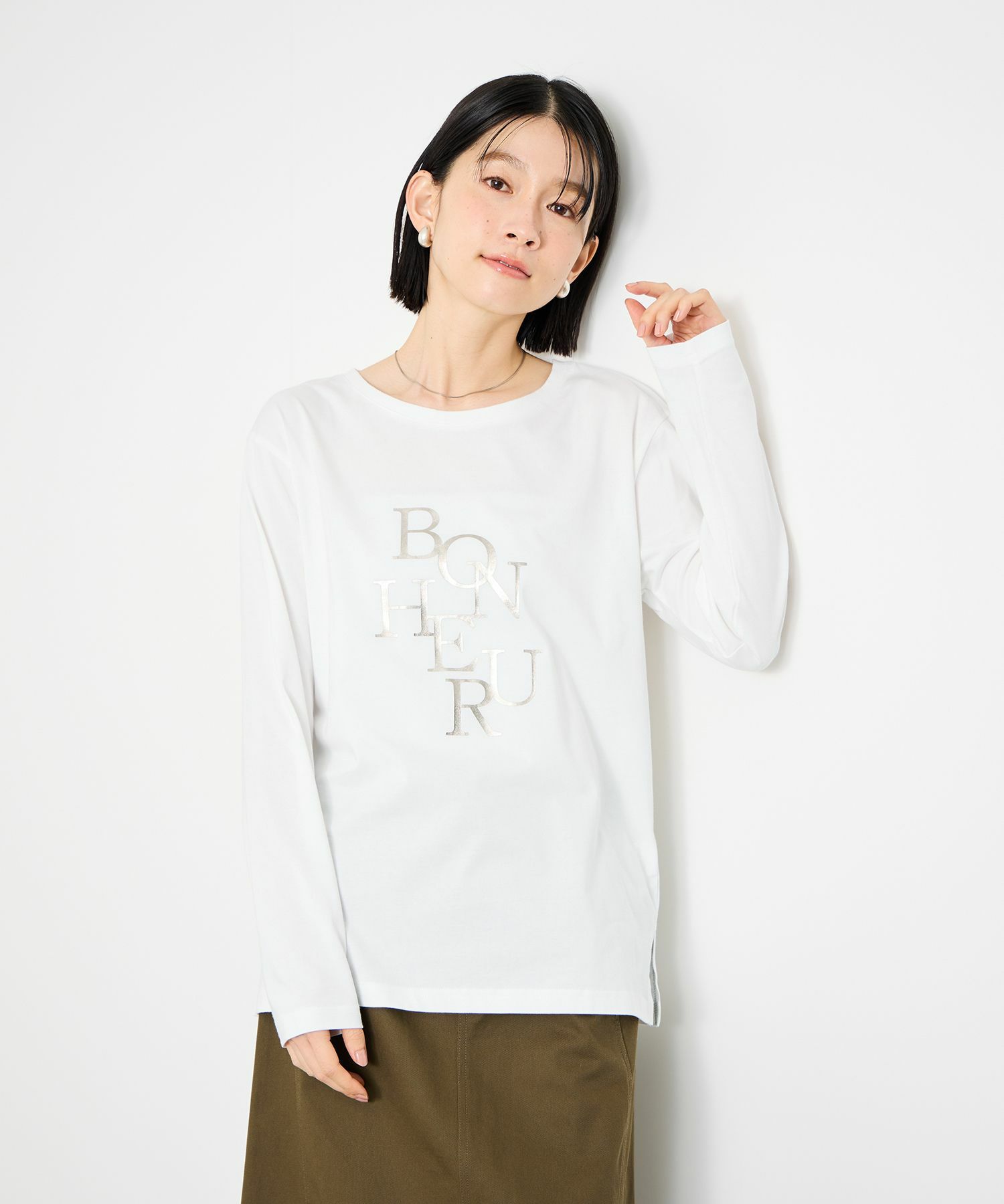 Idnes 箔プリントロングスリーブTシャツ レディース メール便 対応商品