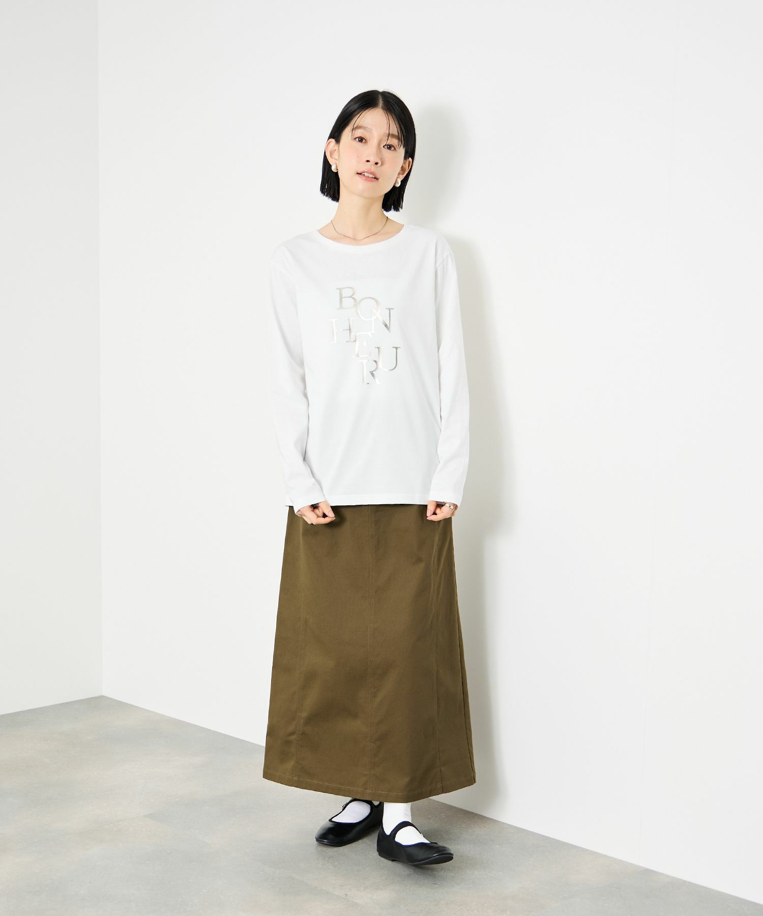 Idnes 箔プリントロングスリーブTシャツ レディース メール便 対応商品