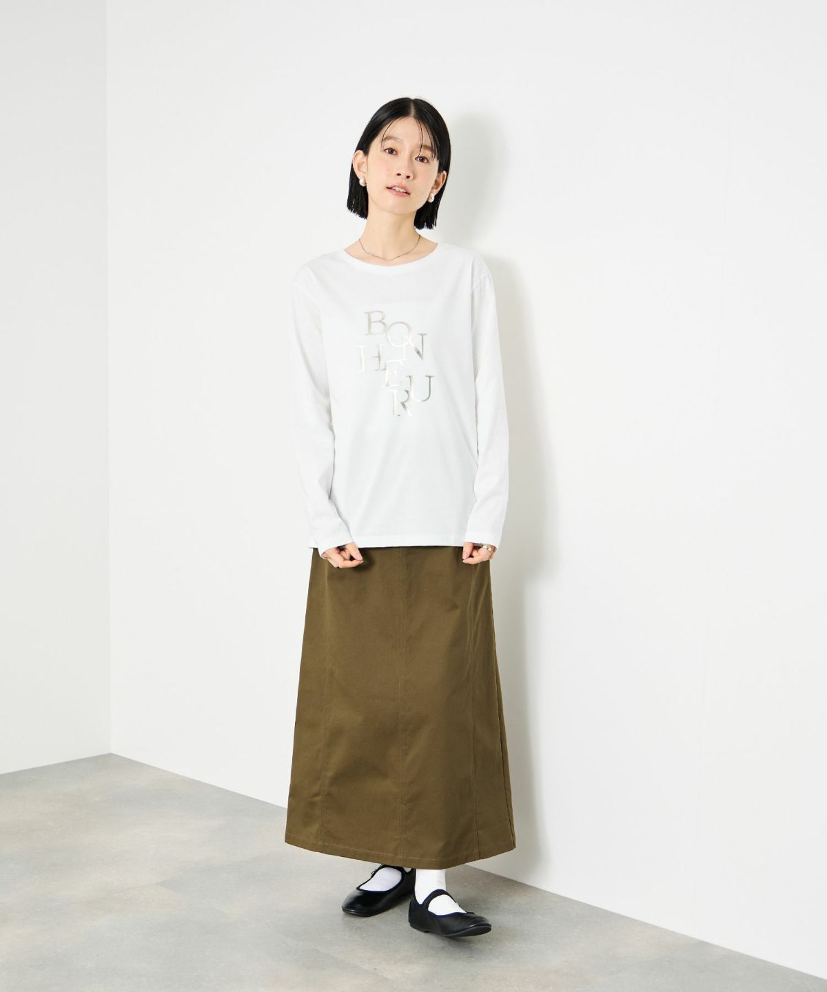 Idnes 箔プリントロングスリーブTシャツ レディース メール便 対応商品