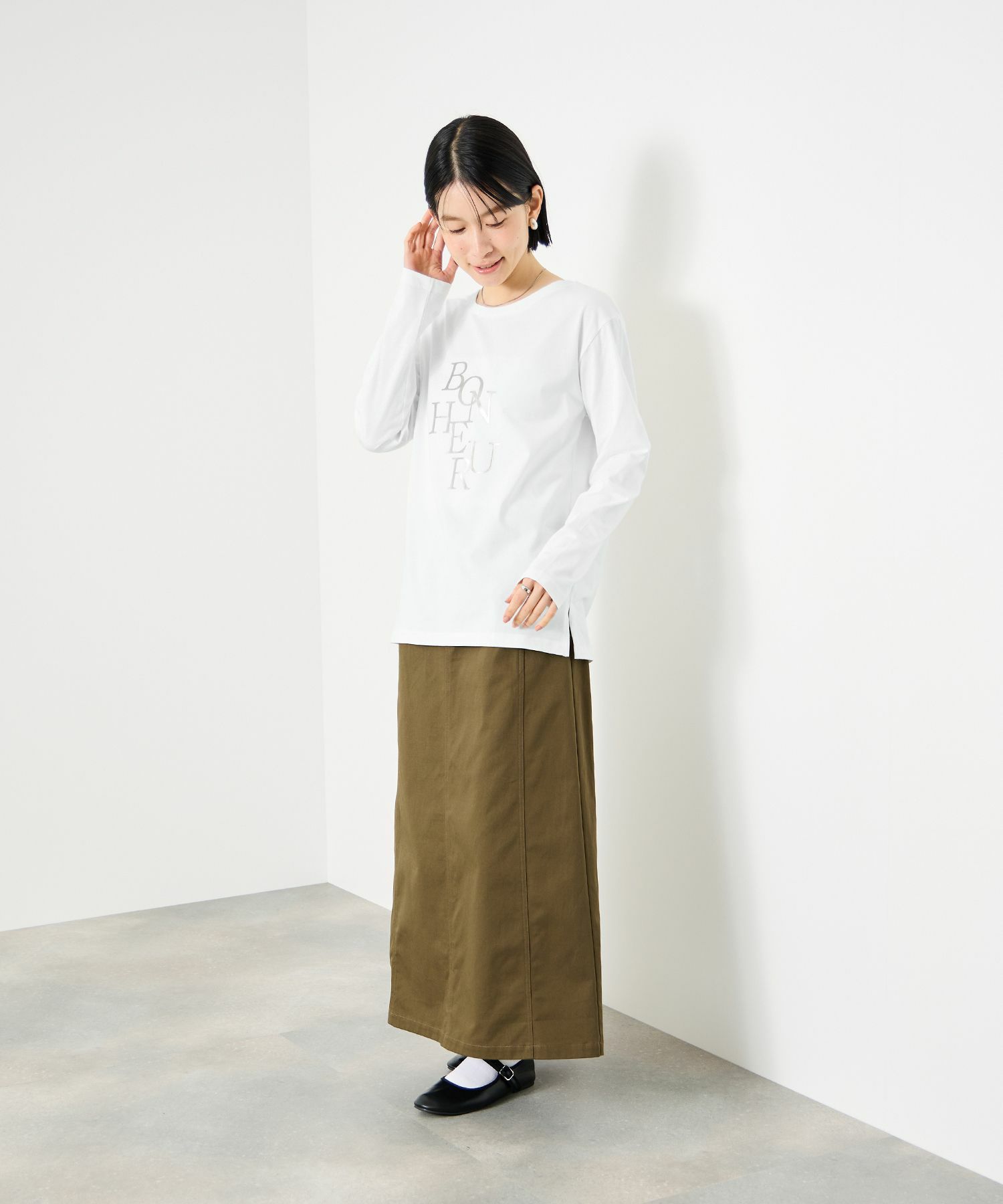 Idnes  箔プリントロングスリーブTシャツ レディース メール便 対応商品商品画像-12