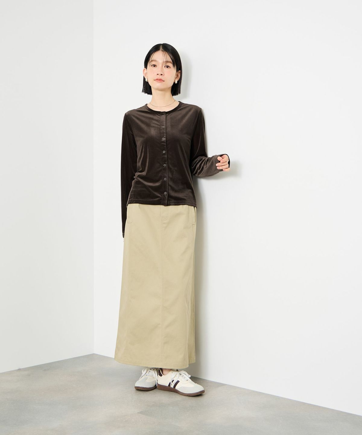 Idnes ベロアカーディガン レディース