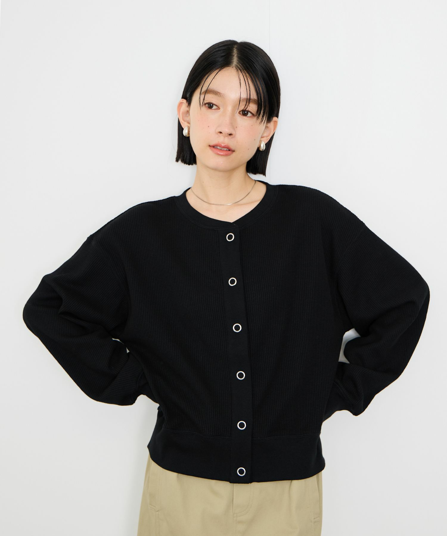 Idnes  ワッフルカーディガン レディース商品画像-3