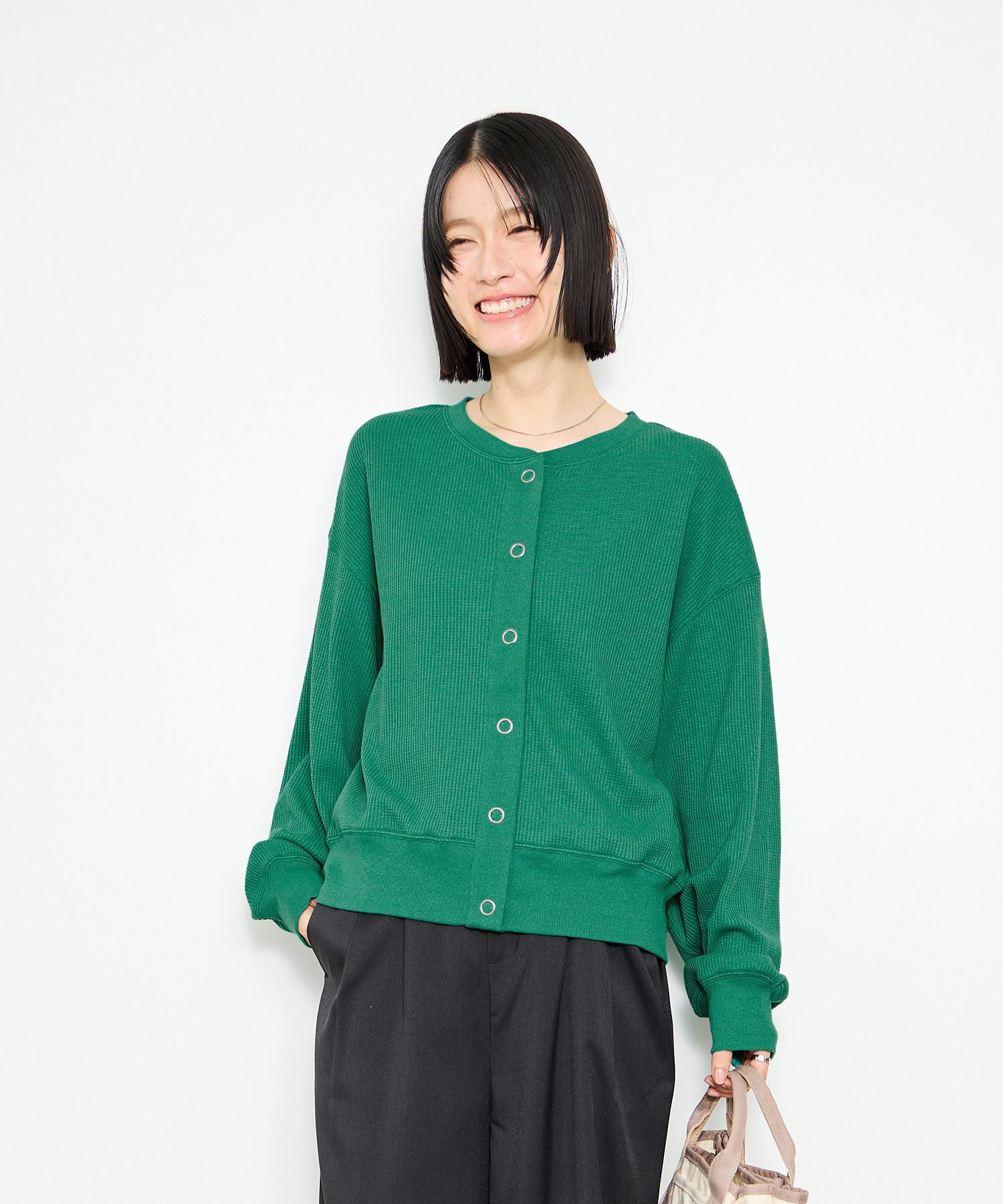 Idnes  ワッフルカーディガン レディース商品画像-5