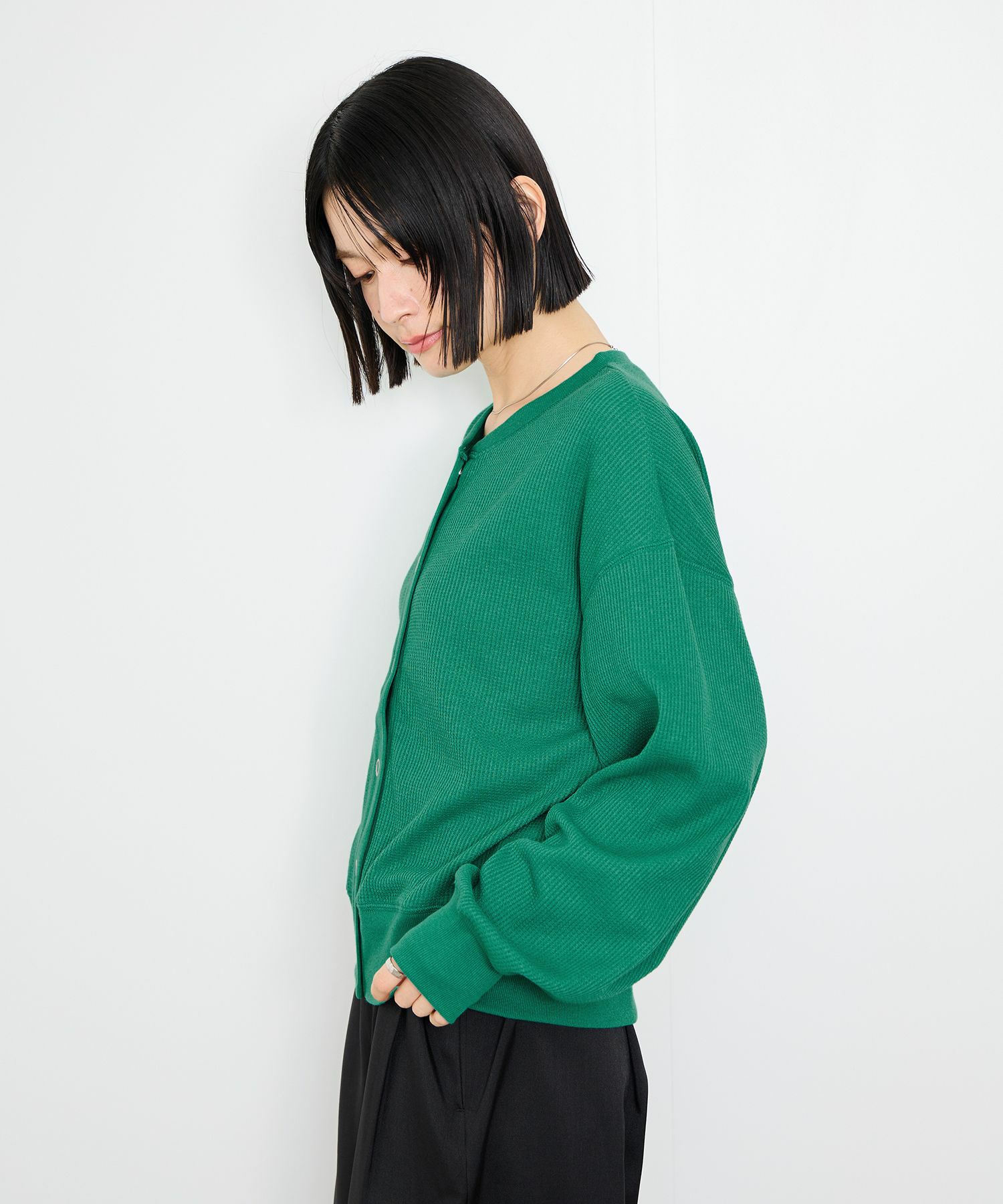 Idnes ワッフルカーディガン レディース