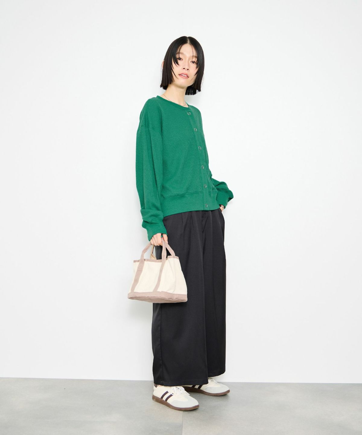 Idnes ワッフルカーディガン レディース