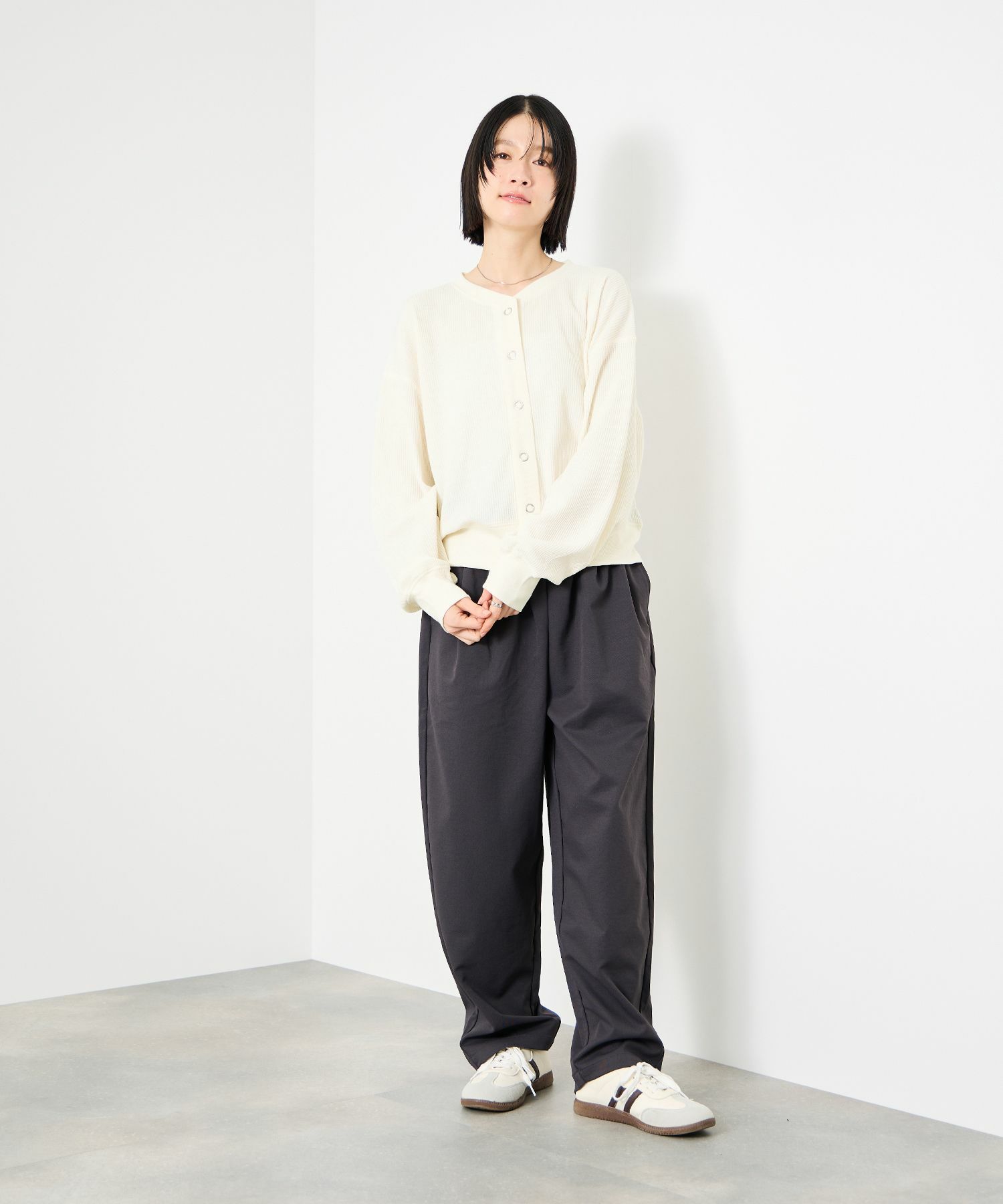 Idnes ワッフルカーディガン レディース