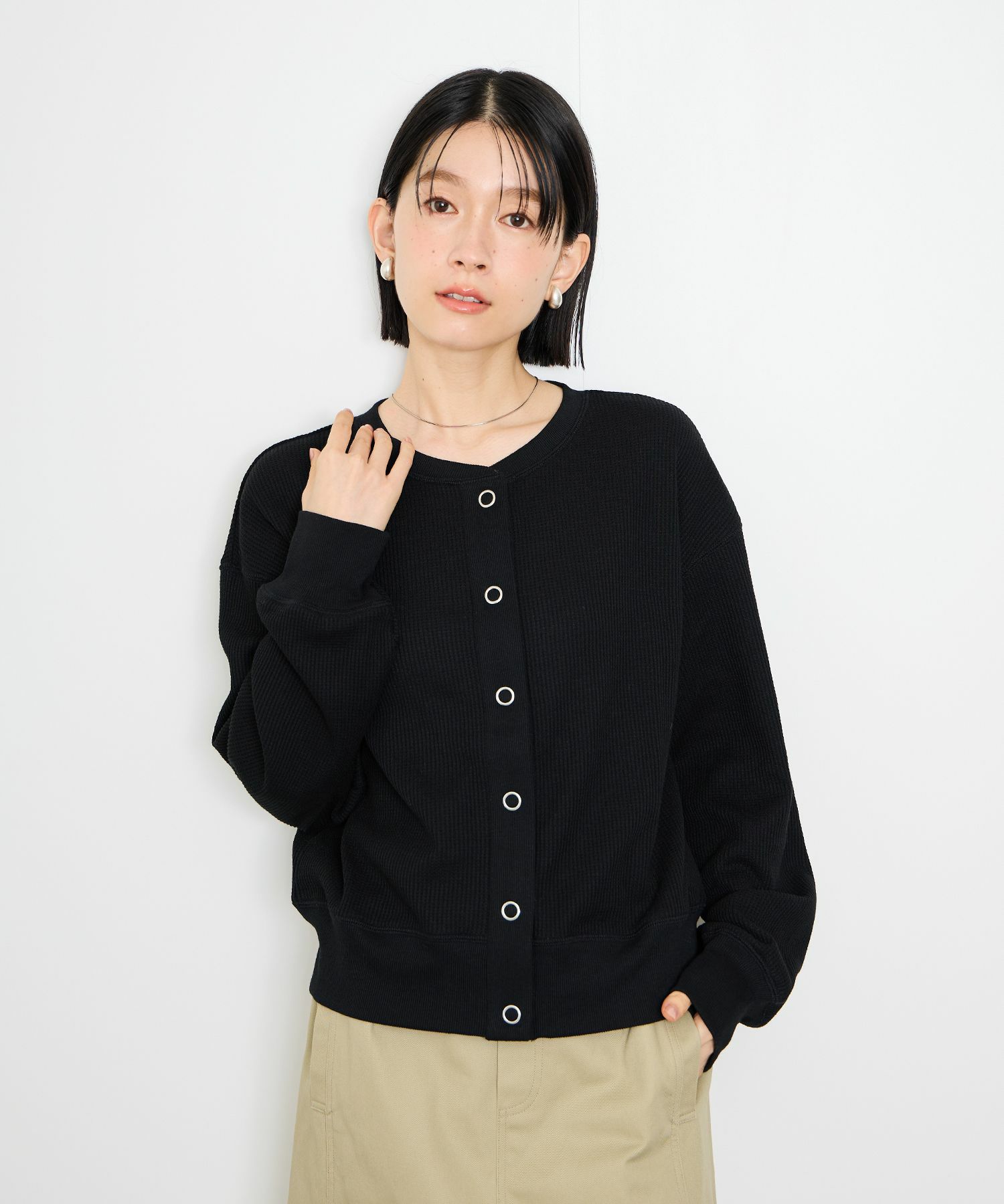 Idnes  ワッフルカーディガン レディース商品画像-16