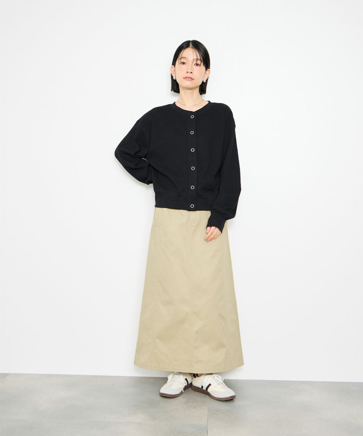 Idnes ワッフルカーディガン レディース