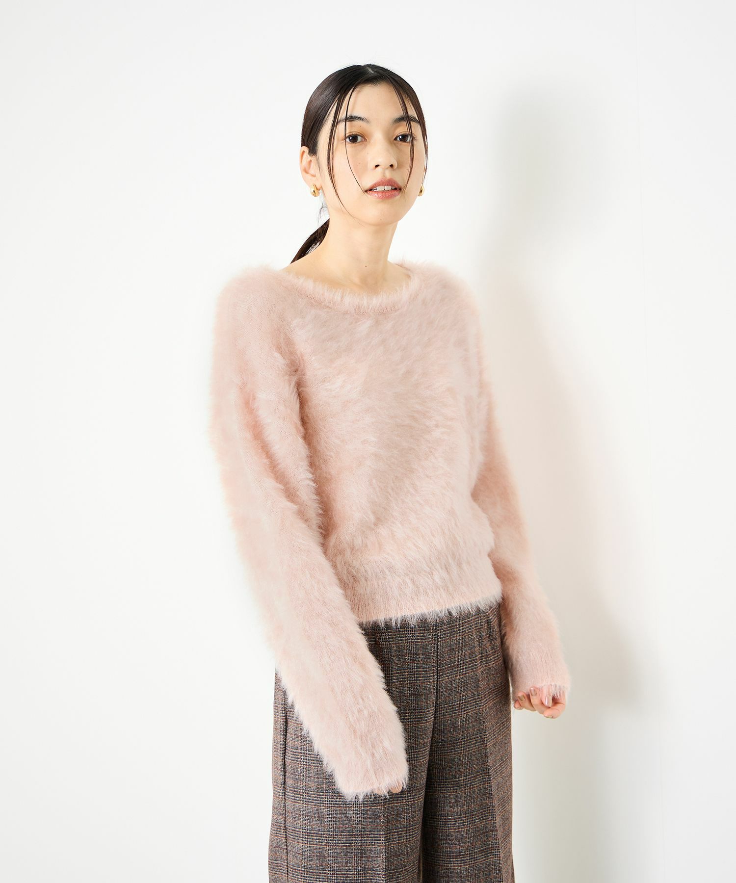 Idnes フェザーヤーンニットプルオーバー レディース