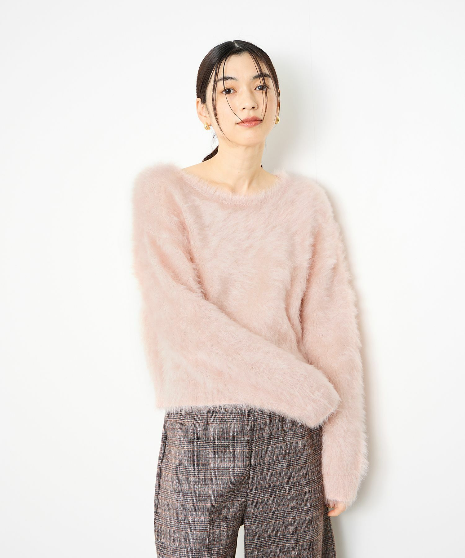 Idnes フェザーヤーンニットプルオーバー レディース