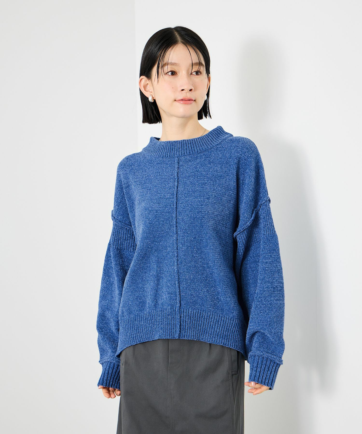 Idnes モールハイネックニットプルオーバー レディース