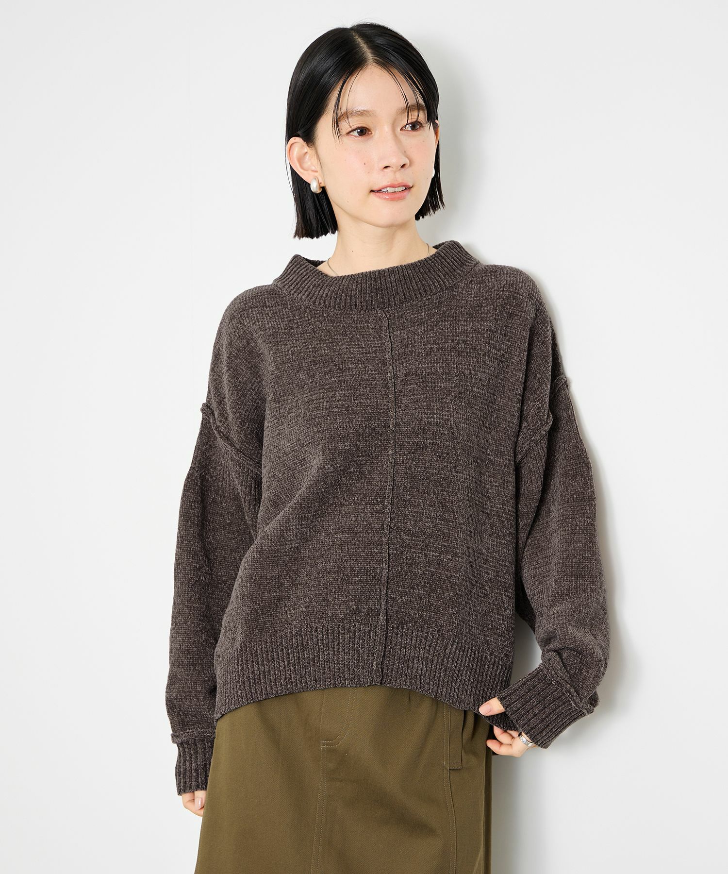 Idnes モールハイネックニットプルオーバー レディース