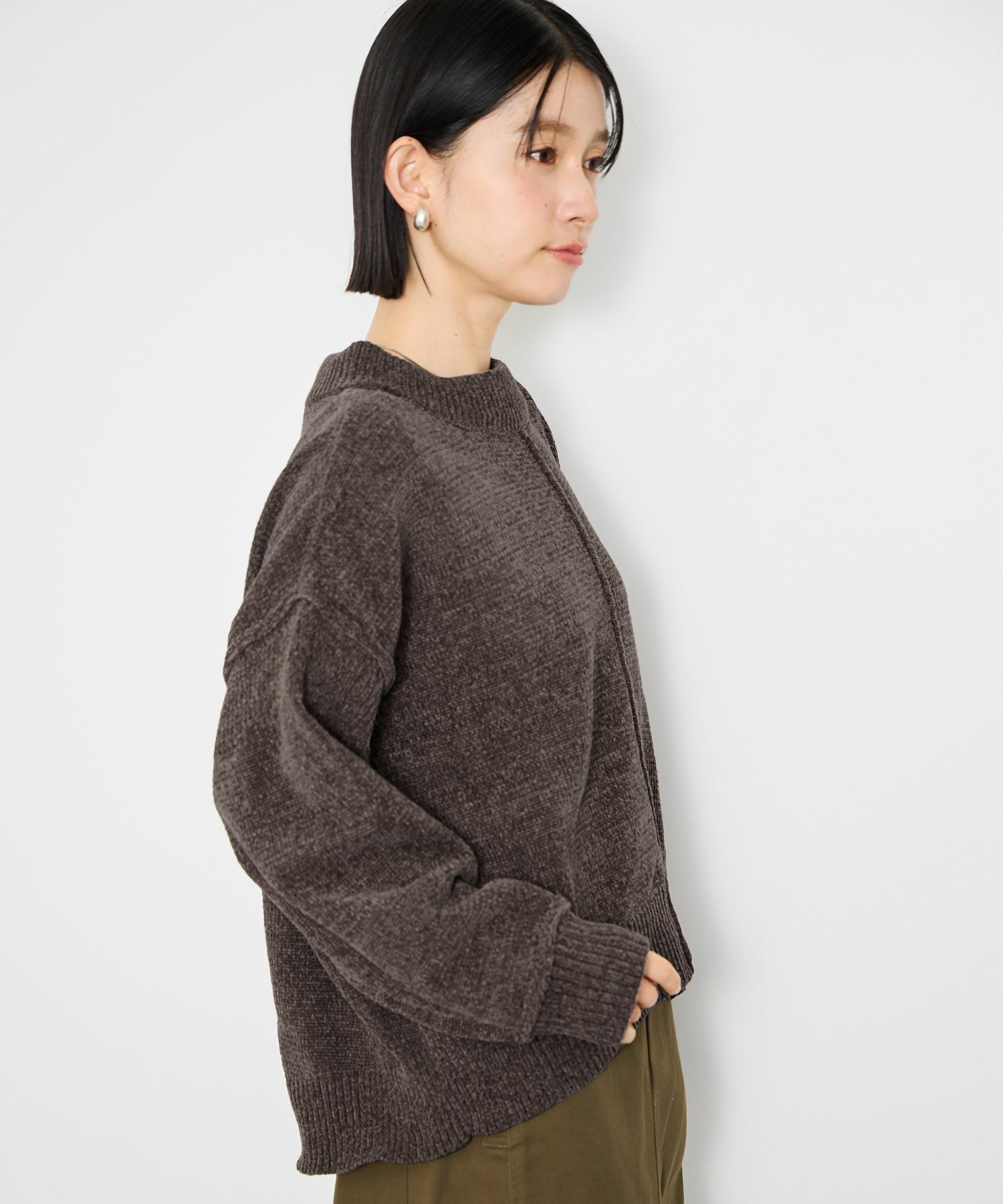 Idnes モールハイネックニットプルオーバー レディース