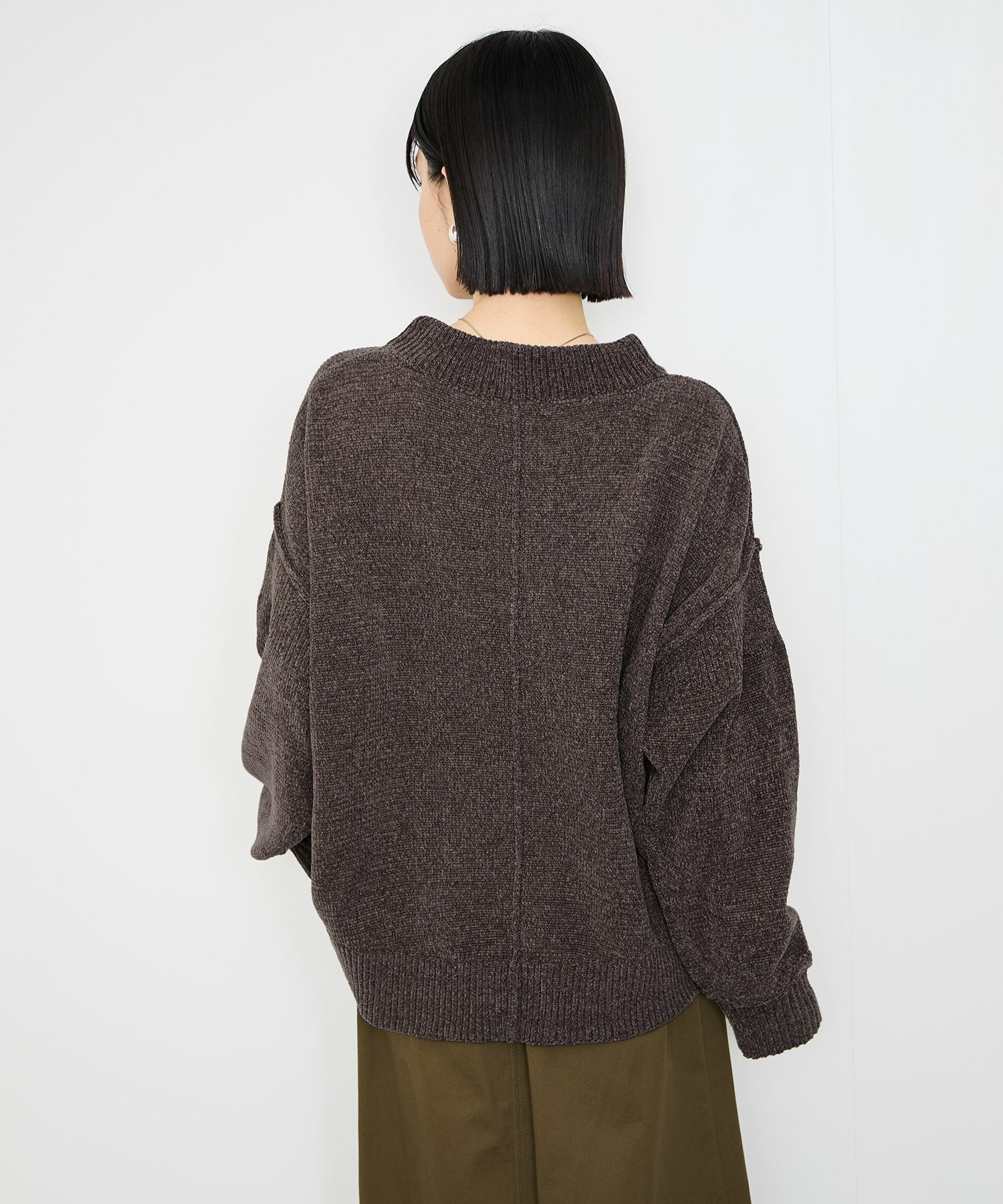 Idnes モールハイネックニットプルオーバー レディース