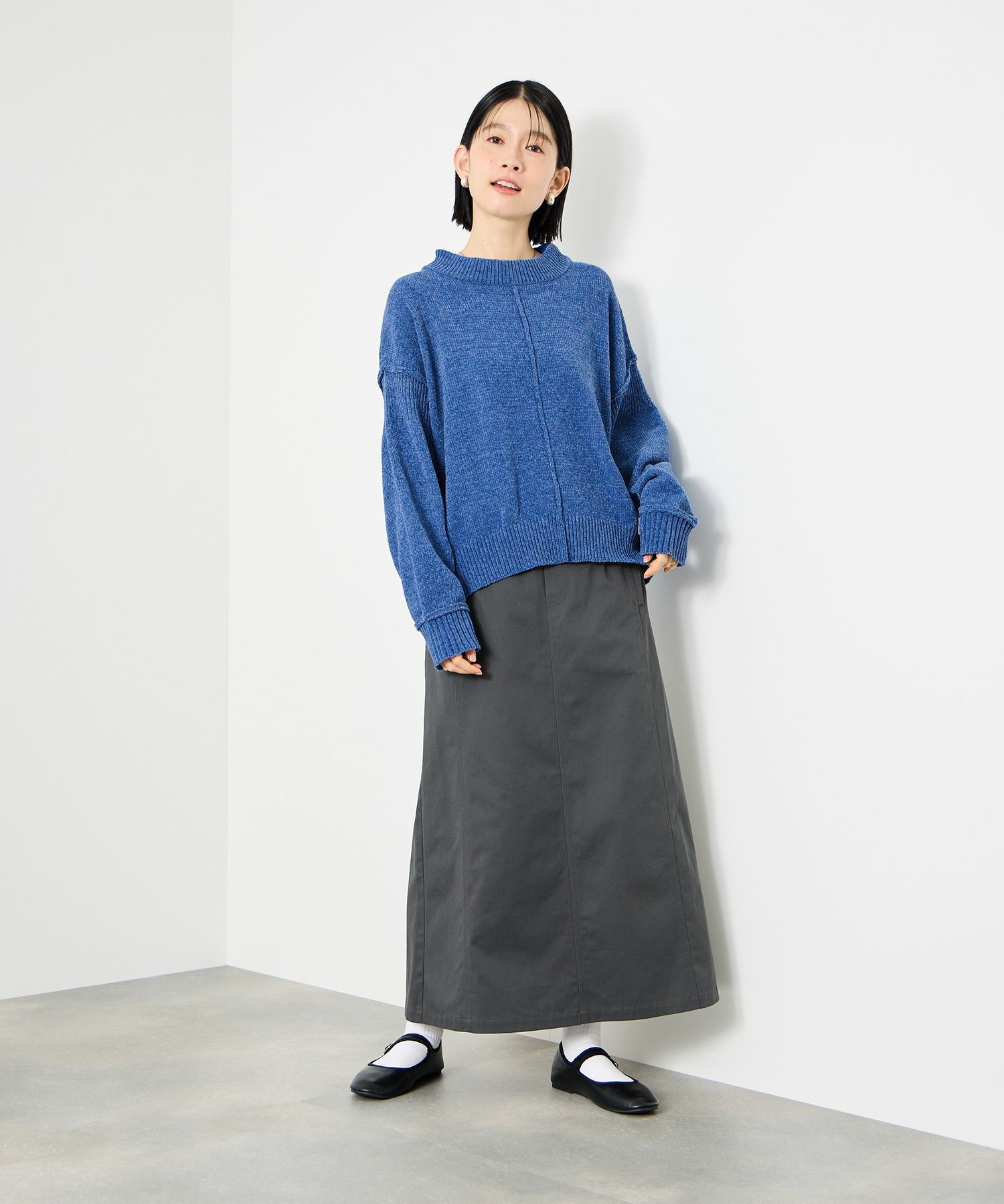 Idnes モールハイネックニットプルオーバー レディース