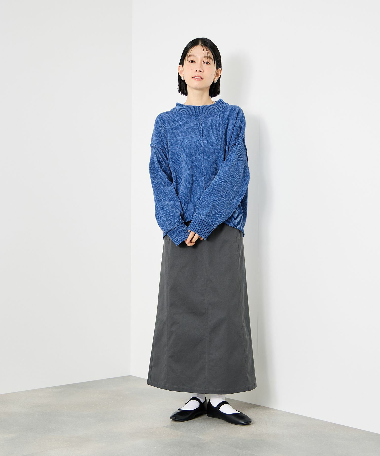 Idnes モールハイネックニットプルオーバー レディース