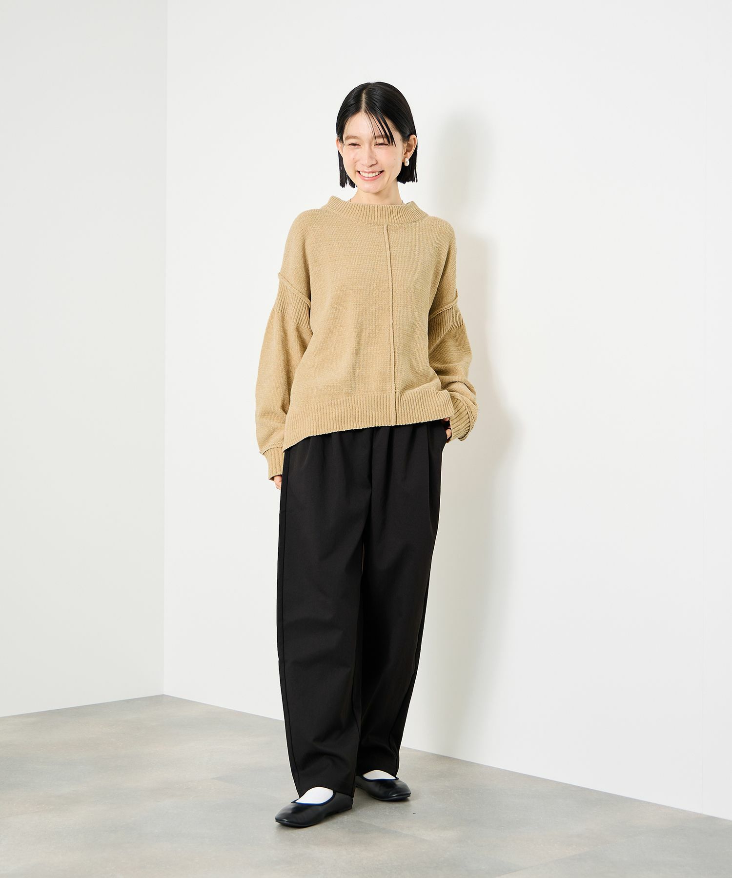 Idnes モールハイネックニットプルオーバー レディース