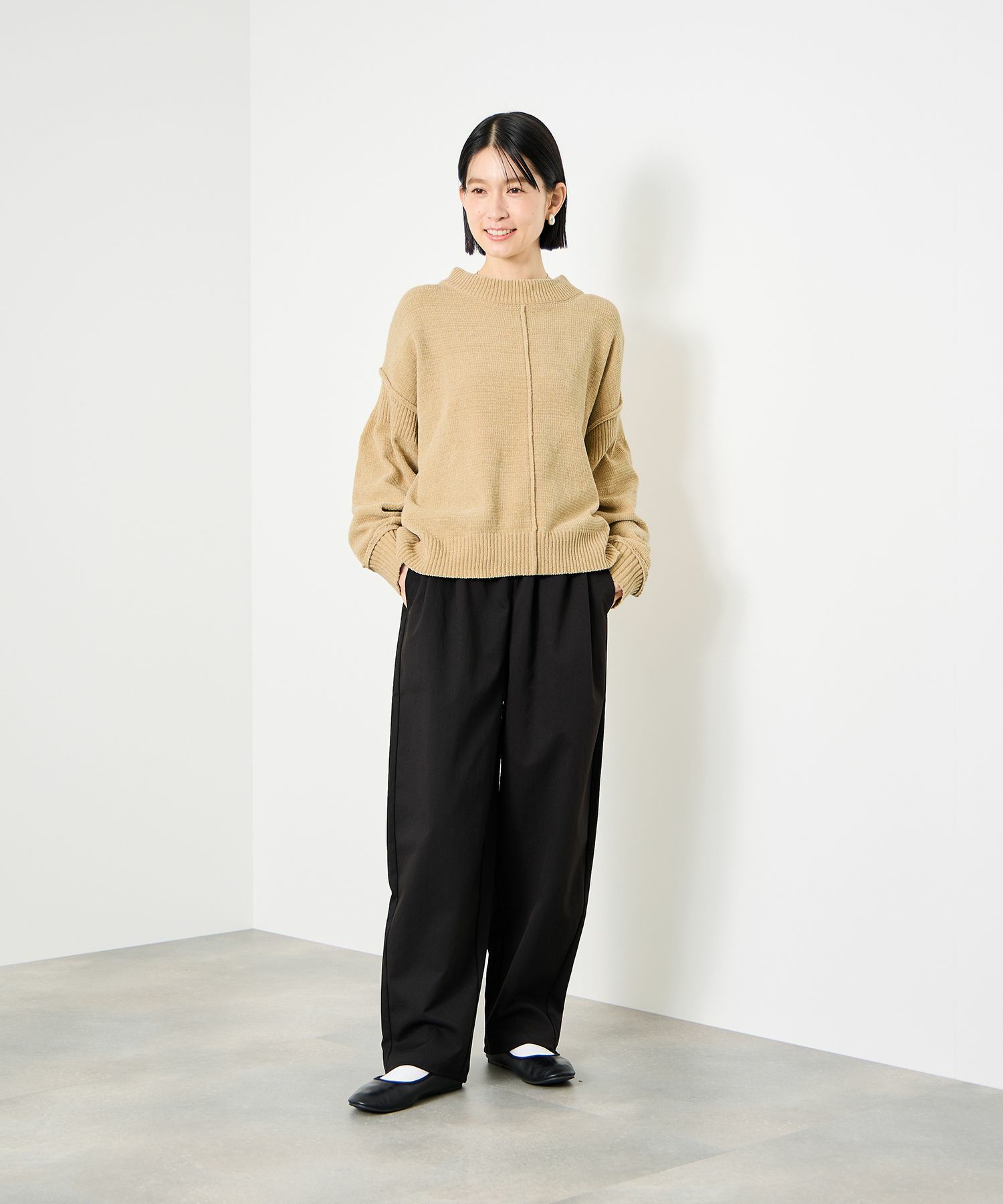 Idnes モールハイネックニットプルオーバー レディース