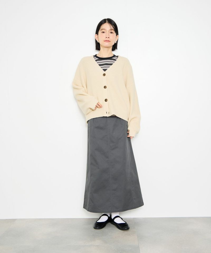 Idnes  Vネック畦ボリュームスリーブカーディガン レディース商品画像-7