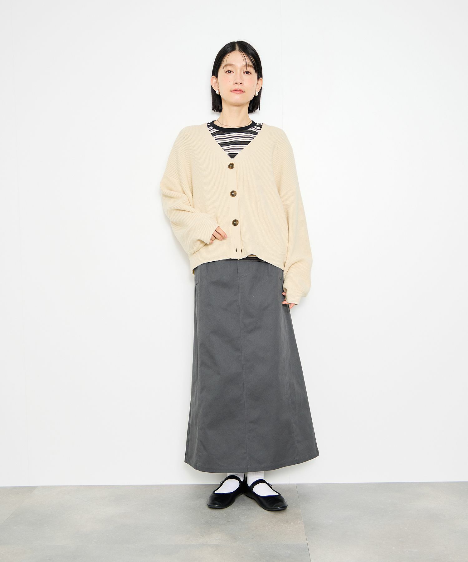 [値下げ]Idnes  Vネック畦ボリュームスリーブカーディガン レディース商品画像-7