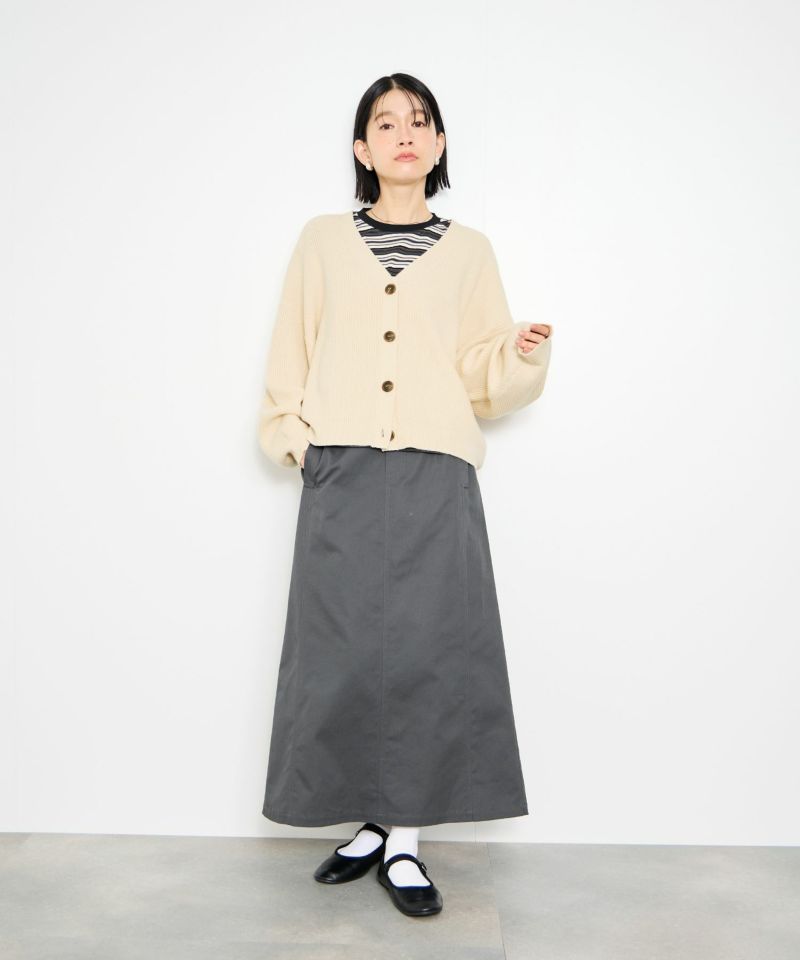 Idnes  Vネック畦ボリュームスリーブカーディガン レディース商品画像-9