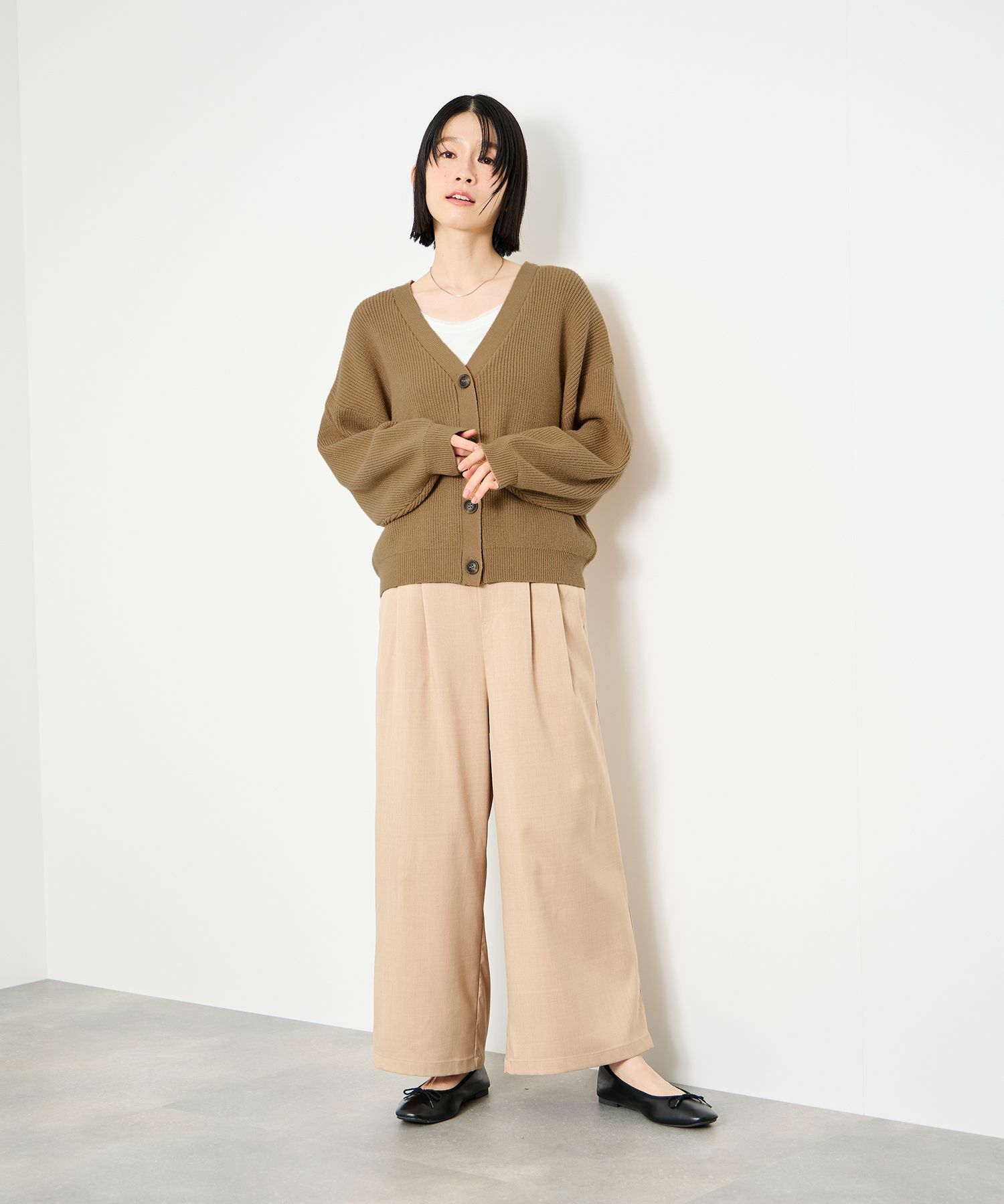 [値下げ]Idnes  Vネック畦ボリュームスリーブカーディガン レディース商品画像-16